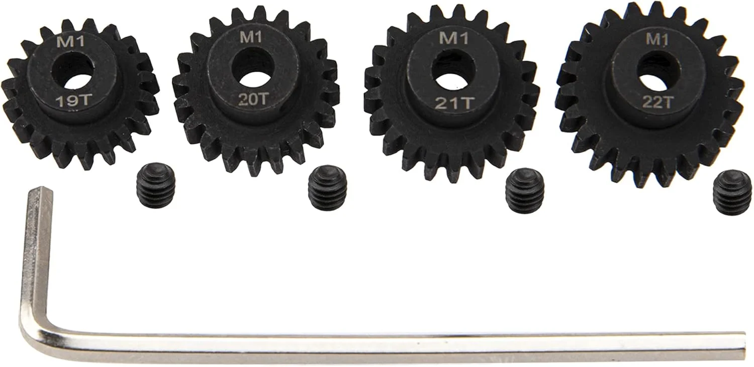 مجموعه دنده پینیون فولادی سخت کاری شده Share Goo Mod 1 M1، 19T 20T 21T 22T، مناسب شفت موتور 5 میلی متری RC برای Arrma Traxxas Axial HSP Redcat Losi ماشین، کامیون و باگی RC مقیاس 1/8 و 1/10