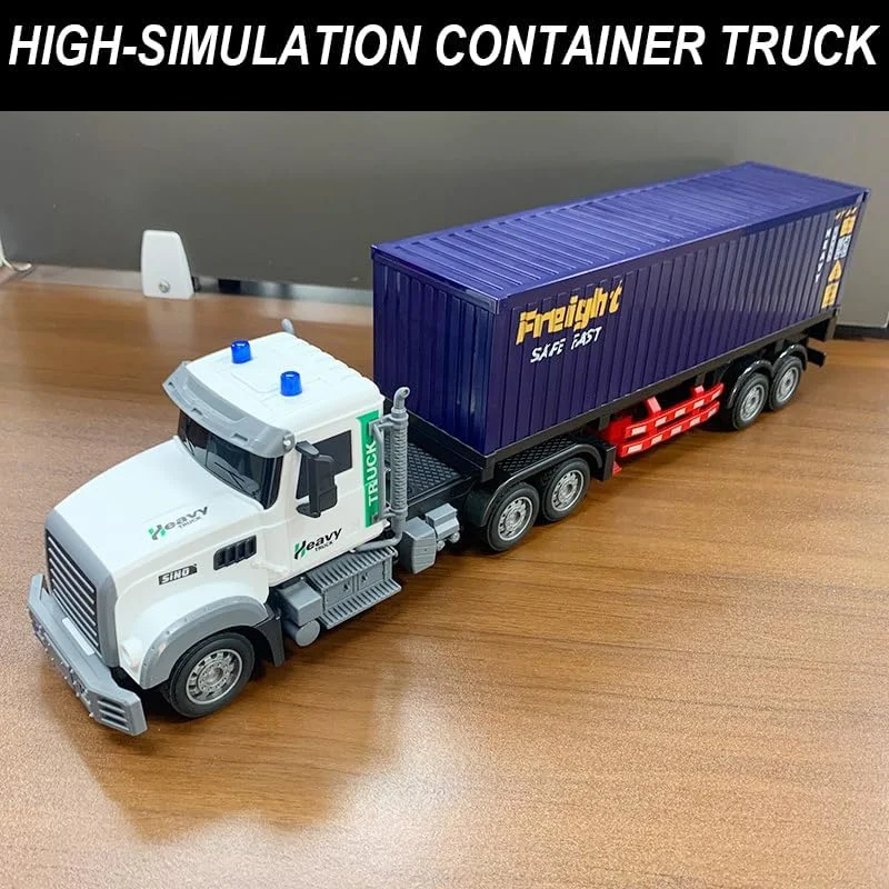 کامیون نیمه تریلر کنترلی 9 کاناله 60 سانتی متری - اسباب بازی کامیون حمل بار با مقیاس 1:24 برای کودکان 3-8 ساله، دارای دو باتری، جلوه های نور و صدا، هدیه ای عالی برای پسران و دختران