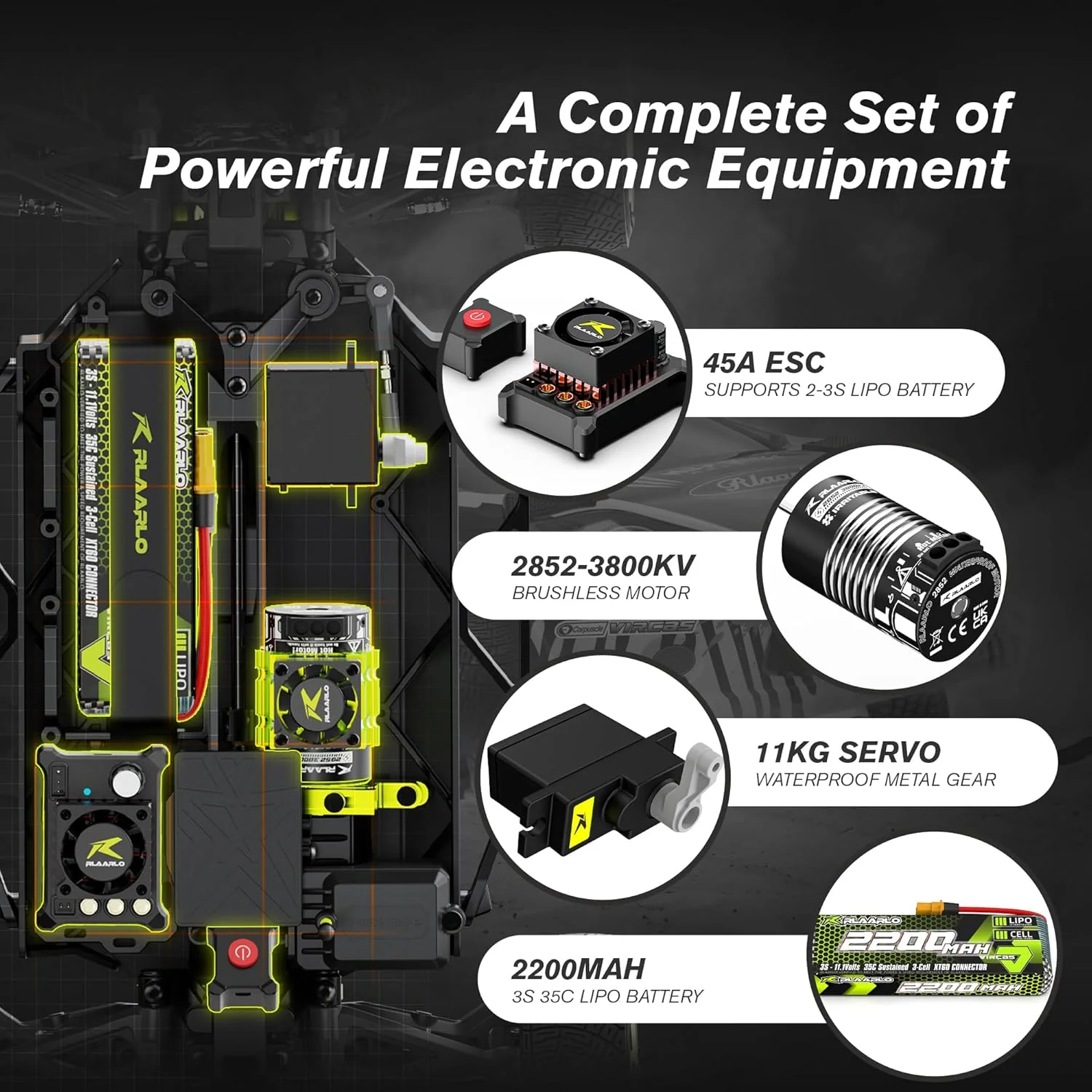 ماشین آرسی براشلس RIAARIO مقیاس 1/10، ماشین رالی 50 مایل در ساعت، ژیروسکوپ، کامیون هیولا 4WD، مناسب برای 8 سال به بالا