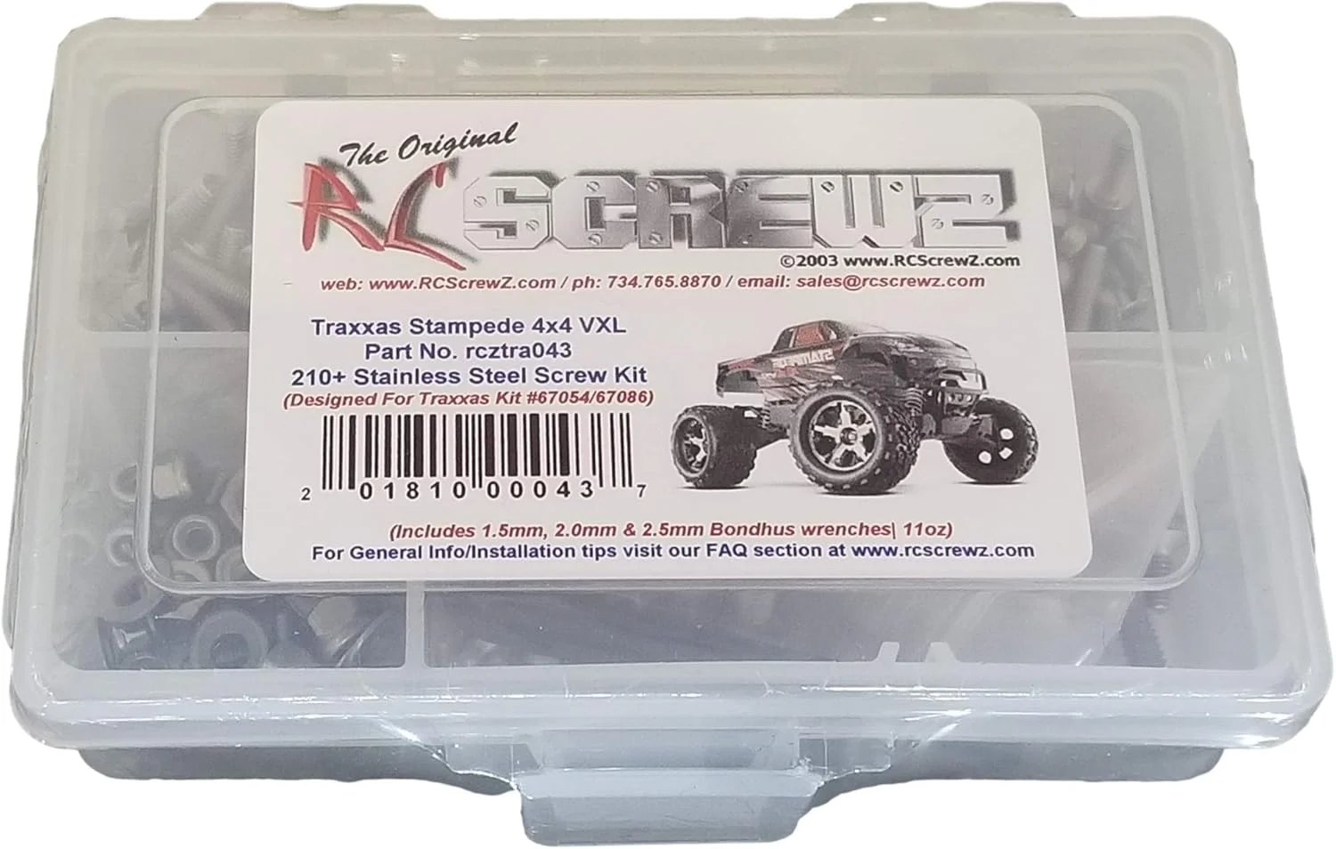 RC Screwz tra043 Traxxas Stampede 4x4 VXL RTR کیت استیل ضد زنگ برای کیت Traxxas 67054 / 67086 (بیش از 210 قطعه)
