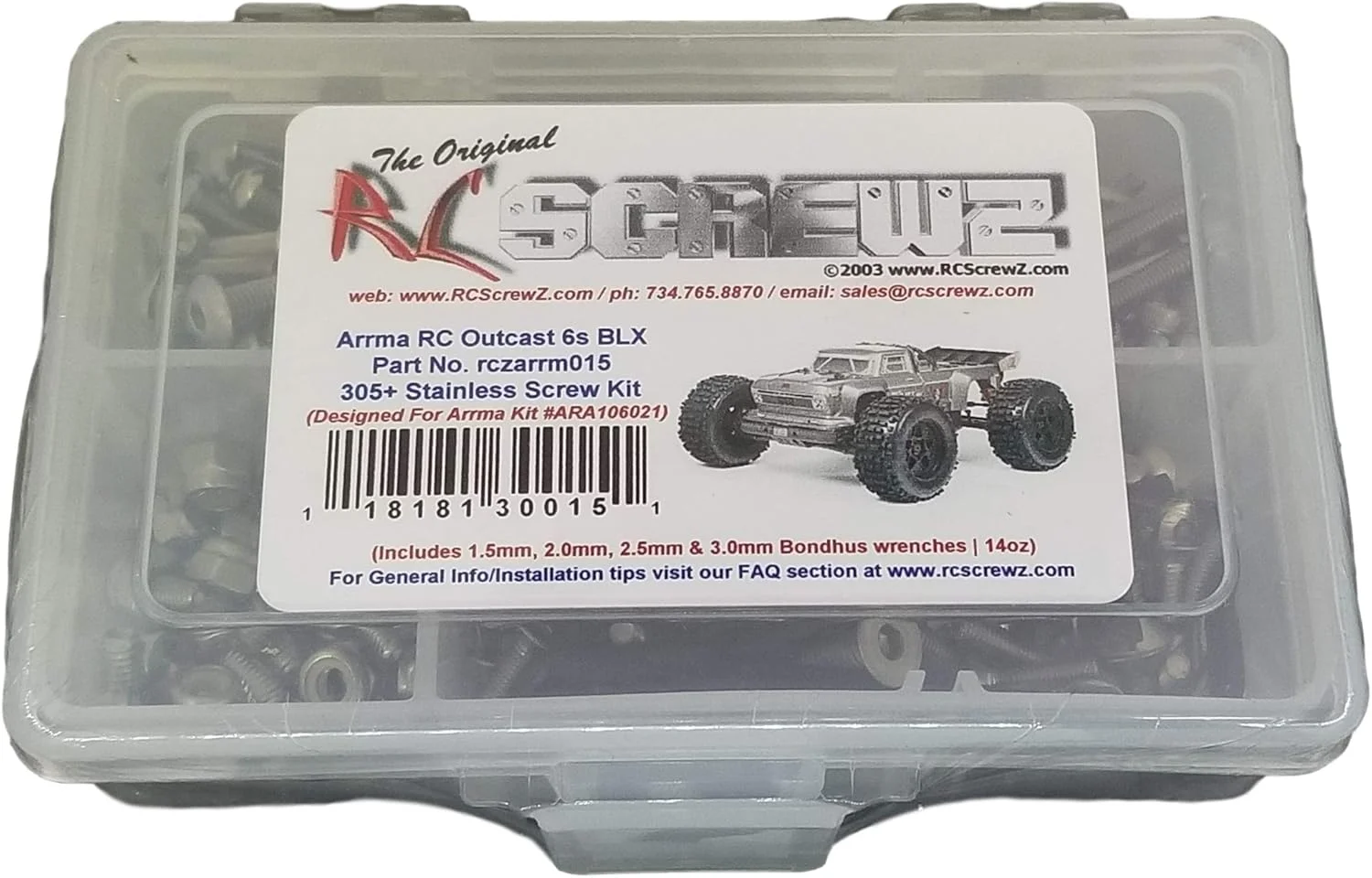 RC Screwz - کیت استیل ضد زنگ Arrma Outcast 6s BLX - ARRM015 - برای کیت Arrma AR106021