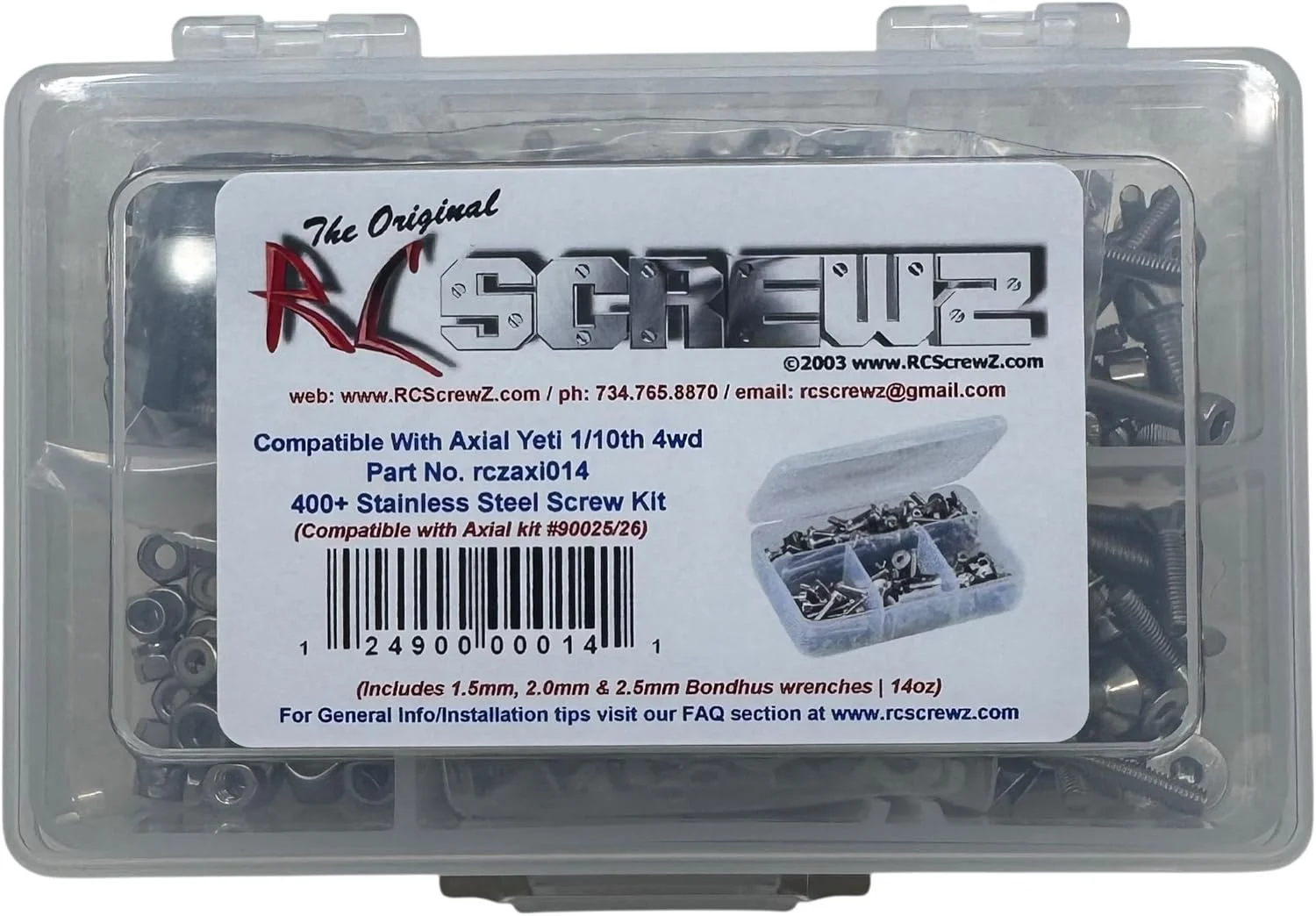 کیت پیچ استیل ضد زنگ آرسی اسکرووز آکسیال یتی 1/10 4WD RTR - کیت آکسیال AX90025 / AX90026 - axi014