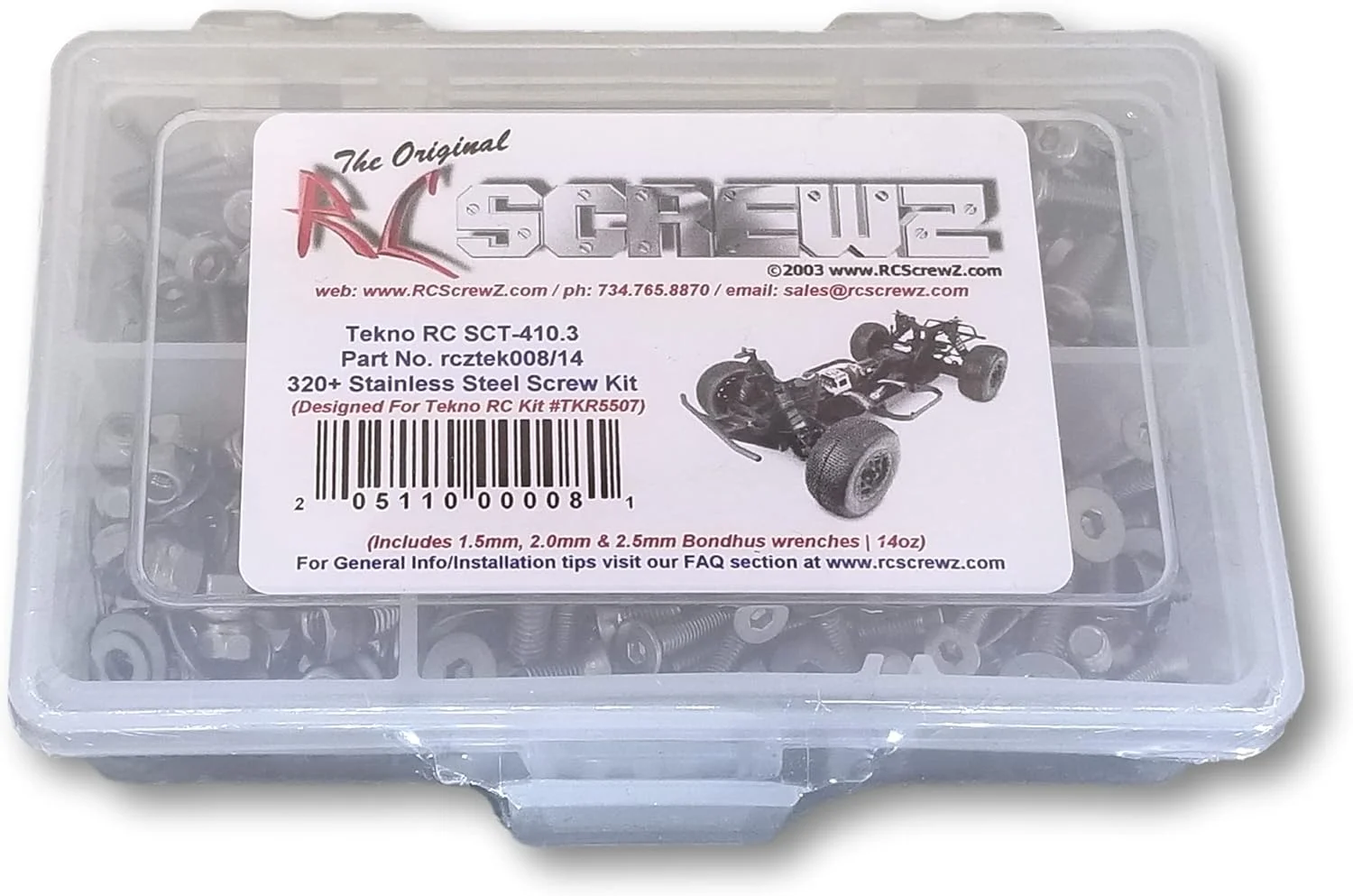 RC Screwz کیت استیل ضد زنگ Tekno Short Course Truck SCT 410.3، مجموعه جایگزینی کامل برای خودروهای زنگ زده و پیچ های هرز شده، ارتقاء کیفیت، مونتاژ شده در ایالات متحده آمریکا. tek008 برای Tekno TKR5507