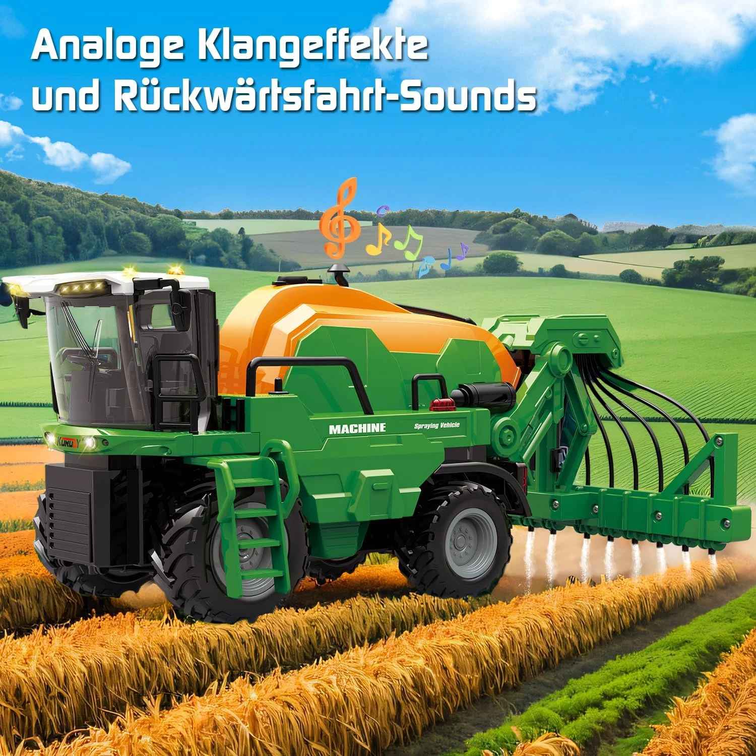 تراکتور کنترلی PENGBU، اسباب بازی تراکتور کنترلی از 3 سالگی، تراکتور با کنترل از راه دور، آبپاش، صدا و نور، اسباب بازی تراکتور از 3 سالگی با آبپاش کود مایع