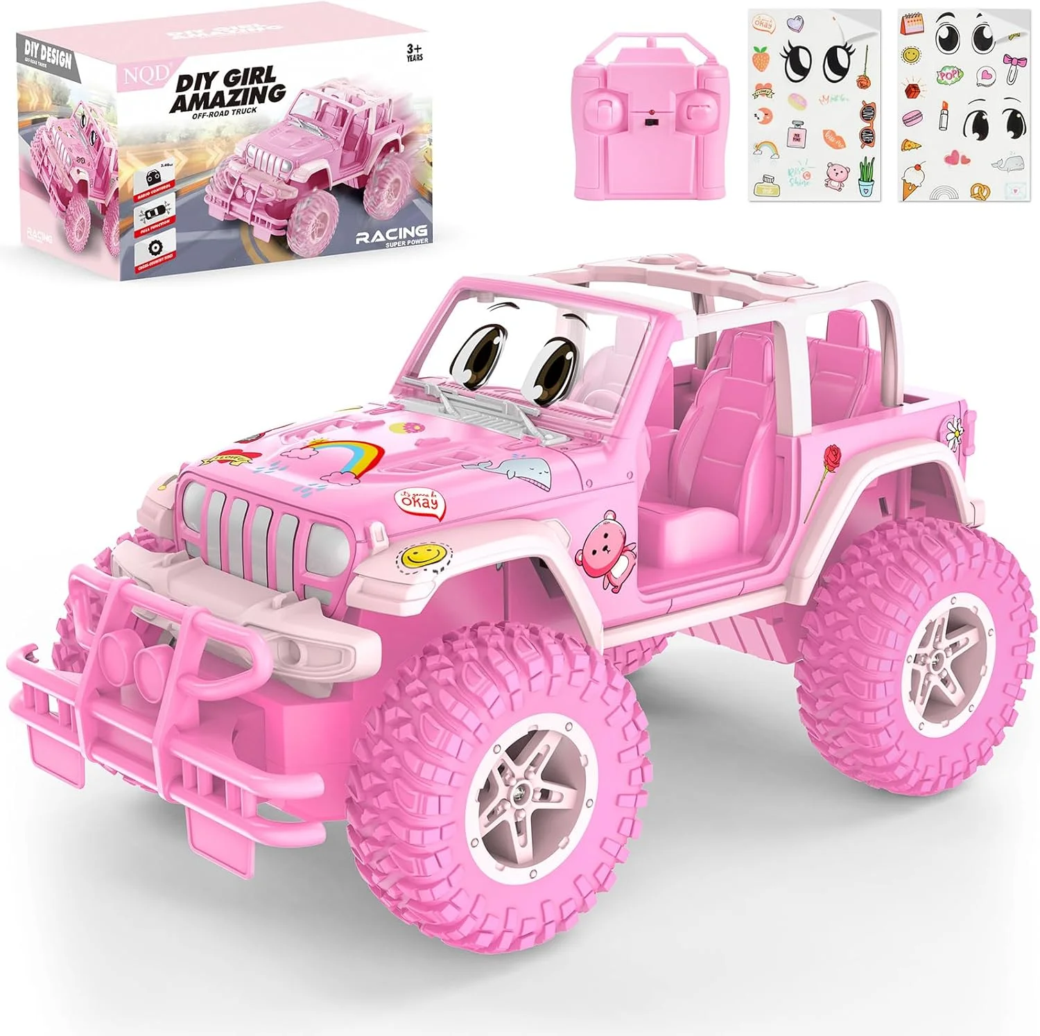 ماشین آرسی صورتی با استیکرهای DIY، ماشین کنترلی برای دختران، جیپ آفرود با زمان بازی 80 دقیقه و فرکانس 2.4 گیگاهرتز، هدیه اسباب بازی تولد و کریسمس برای دختران 3 تا 8 سال ماشین آرسی صورتی با استیکرهای DIY، ماشین کنترلی برای دختران، جیپ آفرود با زمان بازی 80 دقیقه و فرکانس 2.4 گیگاهرتز، هدیه اسباب بازی تولد و کریسمس برای دختران 3 تا 8 سال