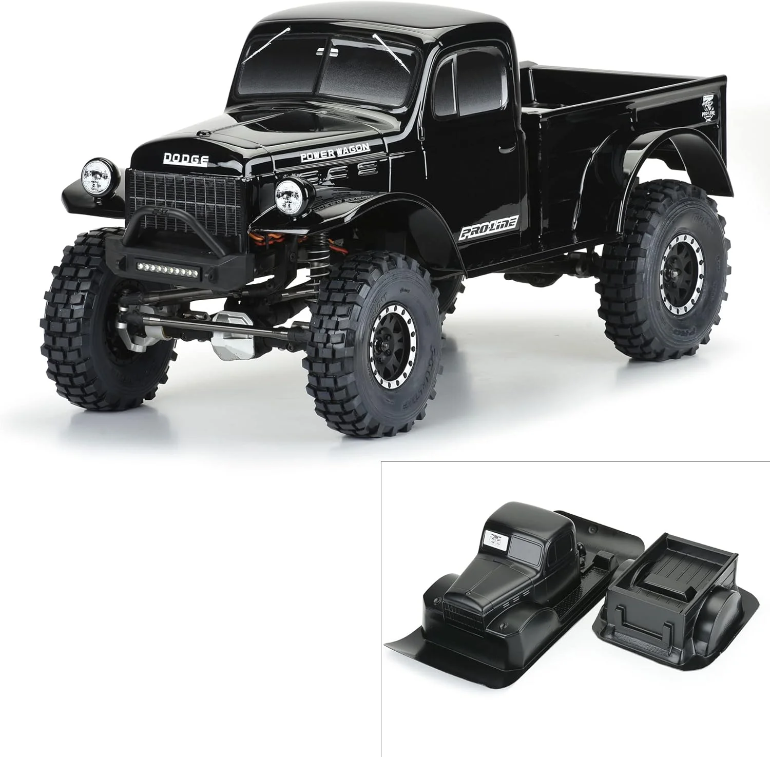 بدنه مشکی دوج پاور واگن سال 1946 Pro-line Racing در مقیاس 1/10 با فاصله بین دو محور 12.3 اینچ (313 میلیمتر) مناسب برای کرالرها، PRO349918 بدنه مشکی دوج پاور واگن سال 1946 Pro-line Racing در مقیاس 1/10 با فاصله بین دو محور 12.3 اینچ (313 میلیمتر) مناسب برای کرالرها، PRO349918