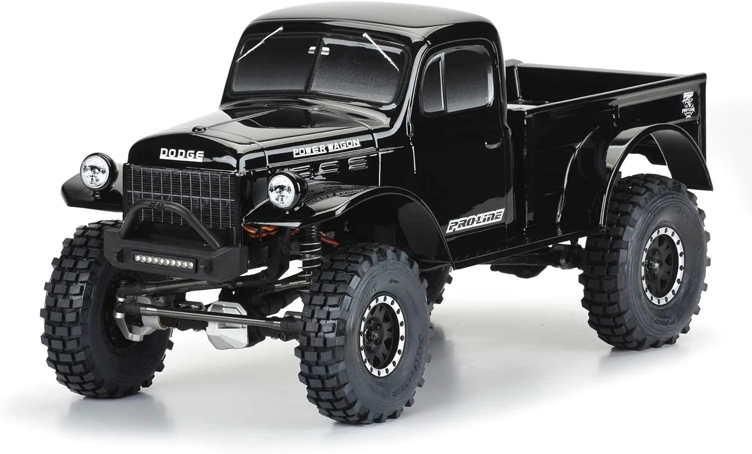 بدنه مشکی دوج پاور واگن سال 1946 Pro-line Racing در مقیاس 1/10 با فاصله بین دو محور 12.3 اینچ (313 میلی‌متر) مناسب برای کرالرها، PRO349918