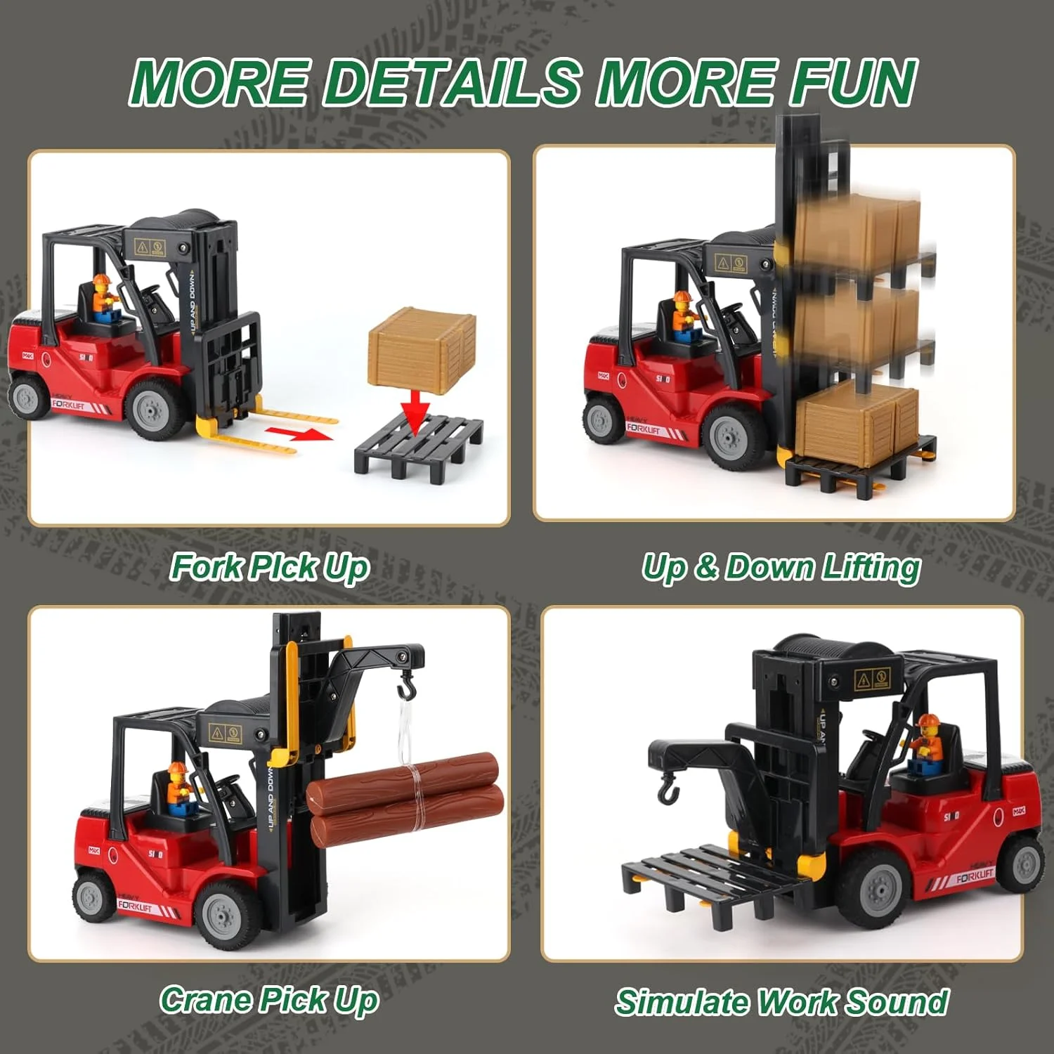 لیفتراک کنترلی مقیاس 1:24، لیفتراک اسباب بازی 11 کاناله با تریلر، لیفتراک RC دو حالته با صدا و نور، اسباب بازی ماشین آلات ساختمانی RC 2.4 گیگاهرتزی برای کودکان 3-7 سال (قرمز) لیفتراک کنترلی مقیاس 1:24، لیفتراک اسباب بازی 11 کاناله با تریلر، لیفتراک RC دو حالته با صدا و نور، اسباب بازی ماشین آلات ساختمانی RC 2.4 گیگاهرتزی برای کودکان 3-7 سال (قرمز)