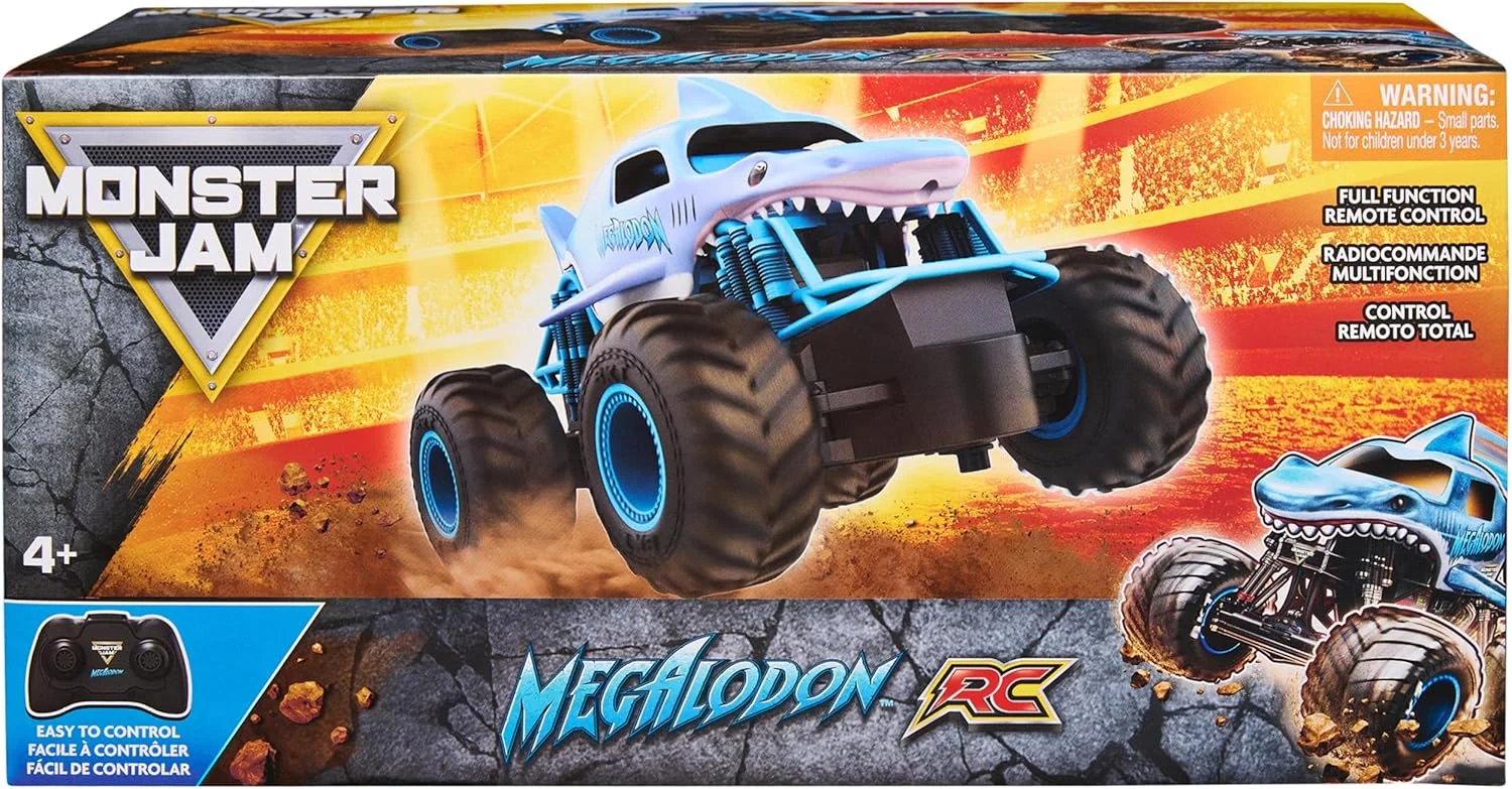 ماشین کنترلی غول‌پیکر Megalodon Monster Jam، مقیاس 1:24، 2.4 گیگاهرتز، اسباب‌بازی کودکان 4 تا 6 سال به بالا