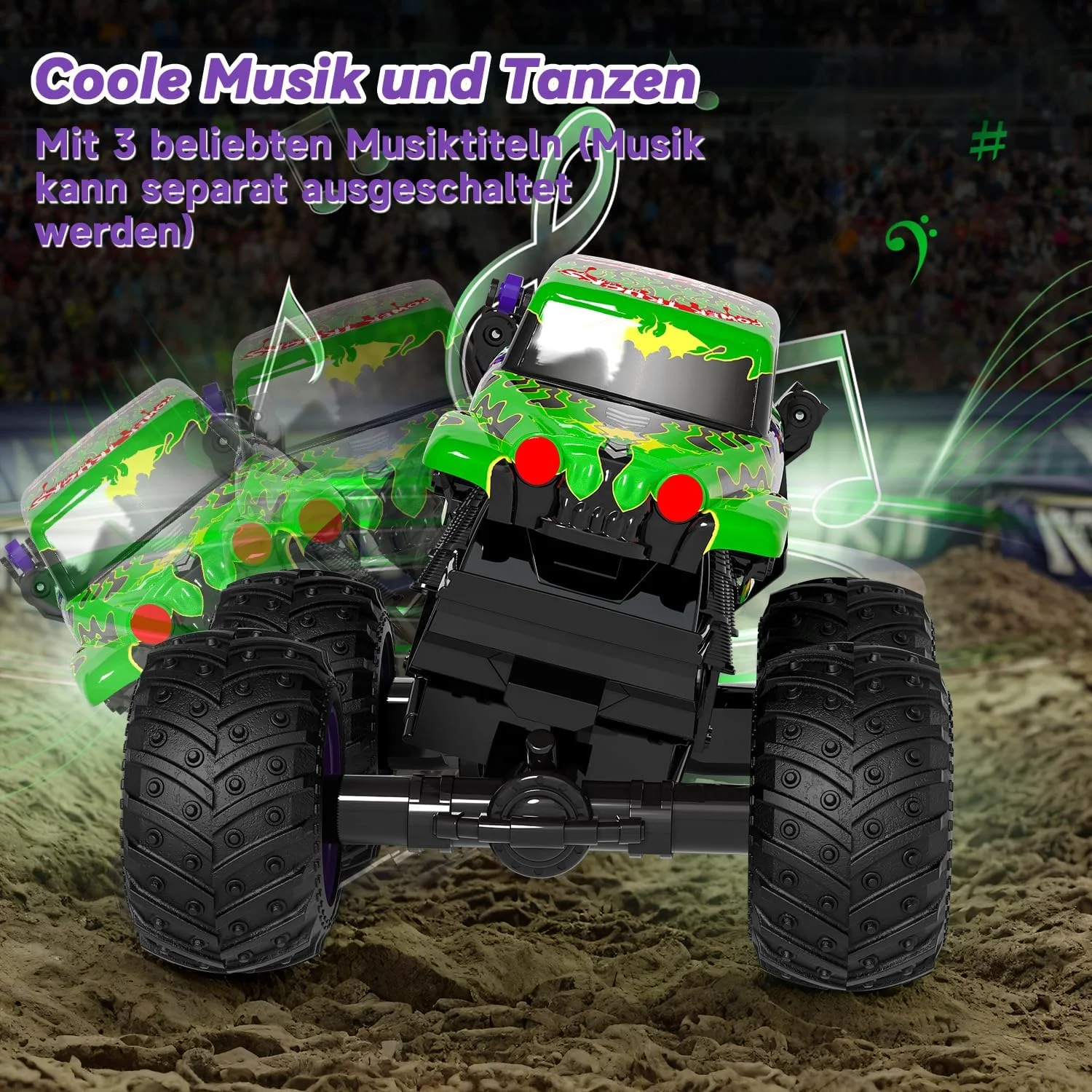 ماشین کنترلی غول پیکر، ماشین غول پیکر با سرعت 20 کیلومتر در ساعت با نور و موسیقی، ماشین کنترلی 2.4 گیگاهرتزی با چرخش 360 درجه و شیرین کاری، ماشین کنترلی غول پیکر 1/20 با 100 دقیقه زمان بازی، 3 4