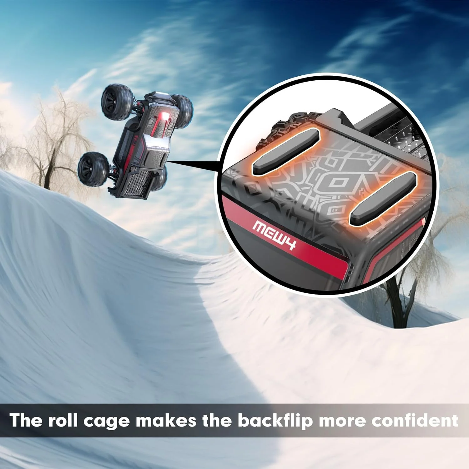 ماشین آرسی براشلس MEW4 1/16، کامیون های آفرود آرسی 4X4، ماشین های آرسی قابل حمل با سرعت 42 کیلومتر در ساعت برای بزرگسالان، ماشین آرسی پر سرعت، کامیون آرسی استادیومی الکتریکی برای بزرگسالان، قرمز مشکی