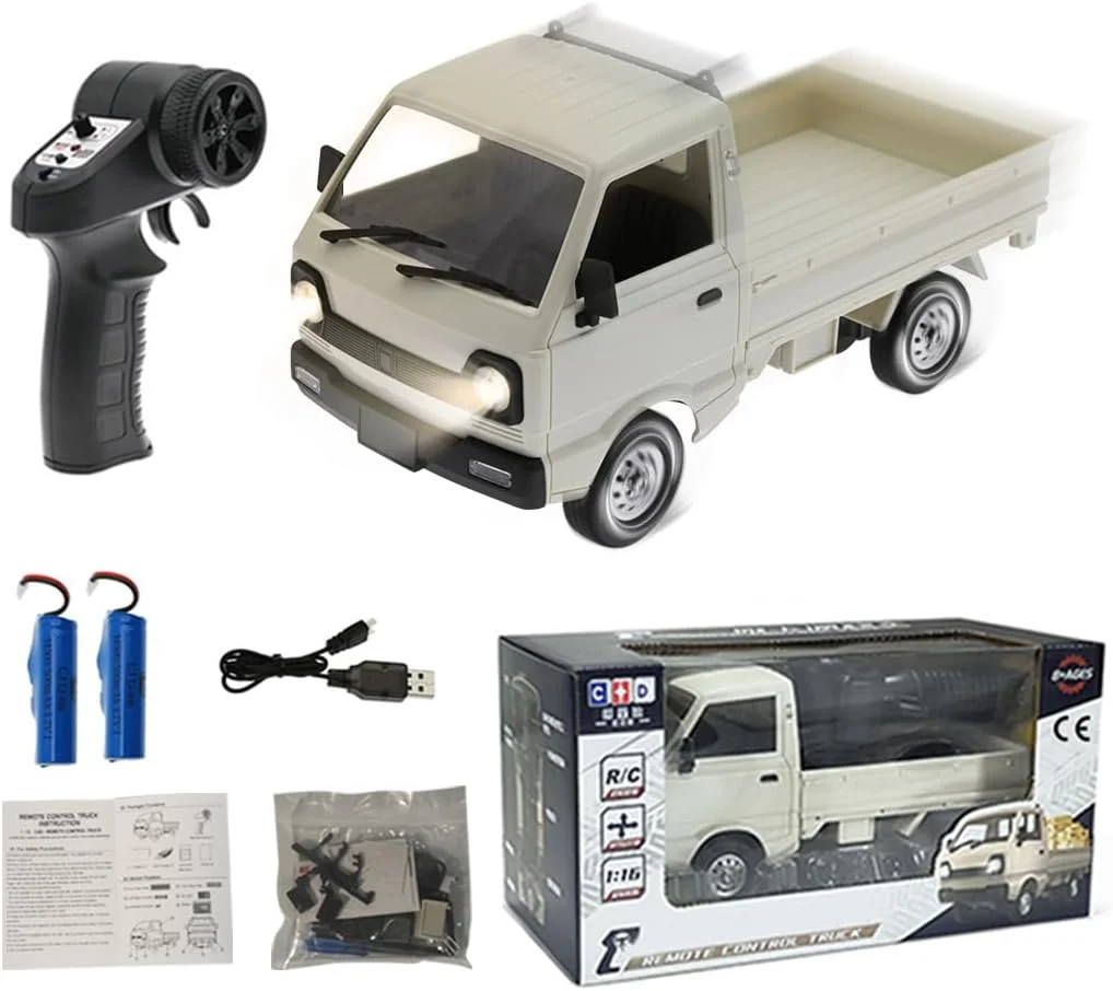 ماشین کامیون صخره نوردی مینی دریفت کنترلی WPL D12mini 1/16 با چراغ جلو، ماشین کنترلی 2.4G مدل Kei Off Road DIY، اسباب بازی سرگرمی دیفرانسیل عقب با 20 دقیقه زمان بازی - باتری دوتایی ماشین کامیون صخره نوردی مینی دریفت کنترلی WPL D12mini 1/16 با چراغ جلو، ماشین کنترلی 2.4G مدل Kei Off Road DIY، اسباب بازی سرگرمی دیفرانسیل عقب با 20 دقیقه زمان بازی - باتری دوتایی