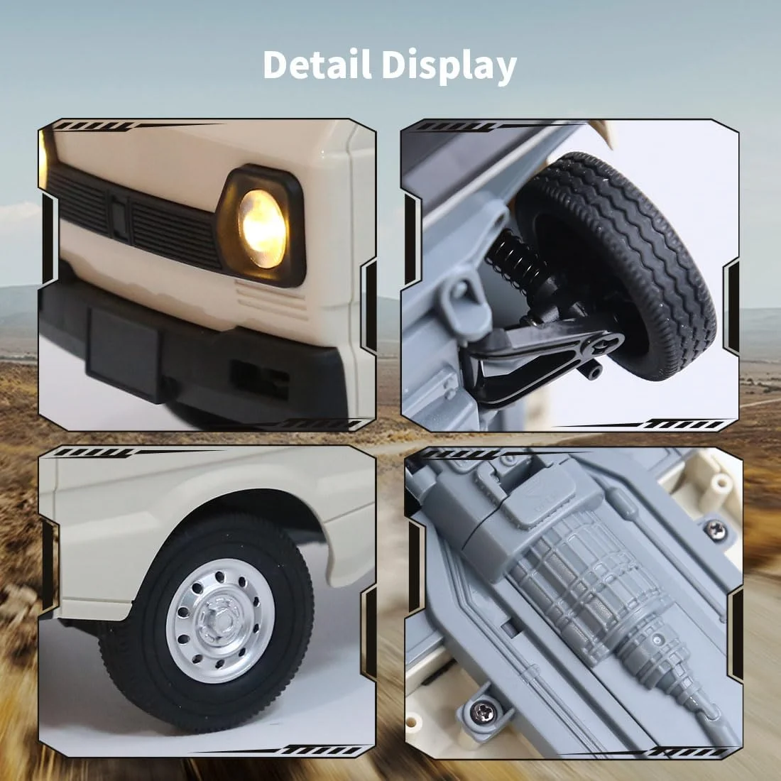 ماشین کامیون صخره نوردی مینی دریفت کنترلی WPL D12mini 1/16 با چراغ جلو، ماشین کنترلی 2.4G مدل Kei Off Road DIY، اسباب بازی سرگرمی دیفرانسیل عقب با 20 دقیقه زمان بازی - باتری دوتایی