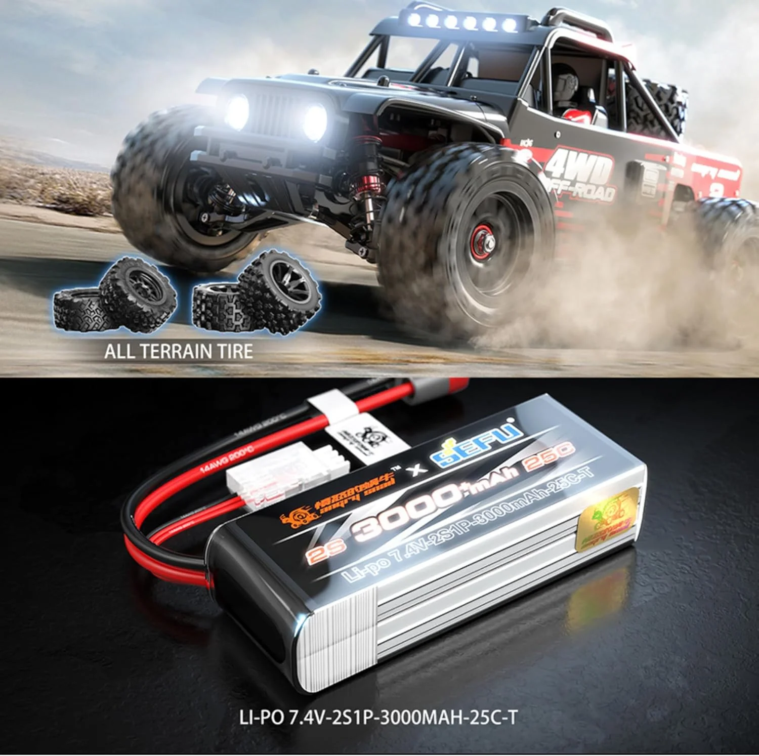 ماشین آرسی MJX Hyper Go 14209 - کامیون آفرود براشلس 4WD مقیاس 1:14 برای بزرگسالان، ماشین آرسی با سرعت بالا 70 کیلومتر در ساعت، ماشین دریفت براشلس مقیاس 1/14 RTR برای بزرگسالان، کامیون آرسی 2.4 گیگاهرتز با کمک فنرهای روغنی