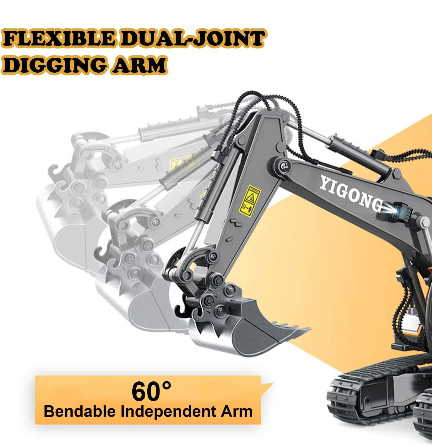 اسباب بازی بیل مکانیکی آرسی 11 کاناله Mocethoa - مقیاس 1/20 بیل فلزی شارژی کنترل از راه دور ماشین آلات ساختمانی تراکتور با چراغ و صدا فرستنده 2.4 گیگاهرتز برای پسران دختران کودکان