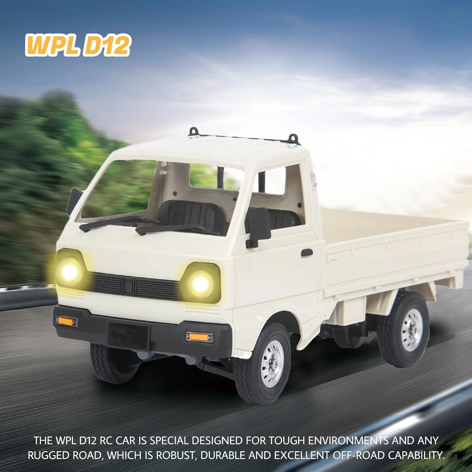 ماشین کنترلی WPL D12 RC، کرالر آرسی 1/10، پیکاپ دریفت 2.4G با 3 عدد باتری ارتقا یافته 1200 میلی آمپر ساعت، ماشین کنترلی از راه دور، کرالر مقیاس کامل، ماشین های آرسی صخره نورد آفرود