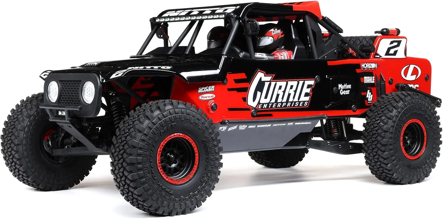 ماشین آرسی کامیون لوسی Hammer Rey U4 با مقیاس 1/10، چهار چرخ متحرک، مسابقه صخره نوردی براشلس RTR، باتری و شارژر شامل نمی شود، دارای Smart و AVC قرمز LOS03030T1