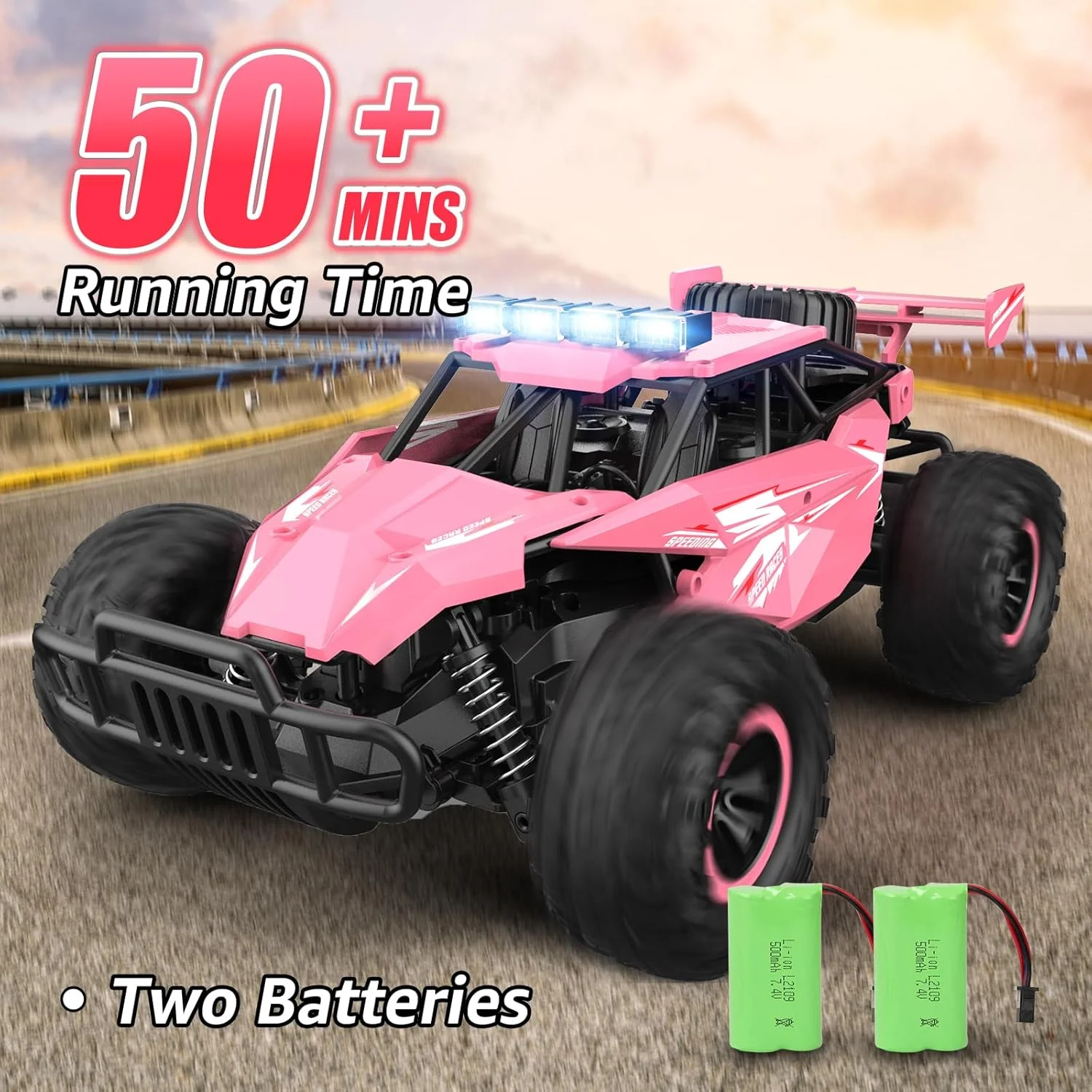 ماشین کنترلی برای دختران، ماشین های غول پیکر با مقیاس 1:16 و سرعت 20 کیلومتر در ساعت، با چراغ های چشمک زن شاسی، اسباب بازی هدیه برای دختران، کودکان و پسران