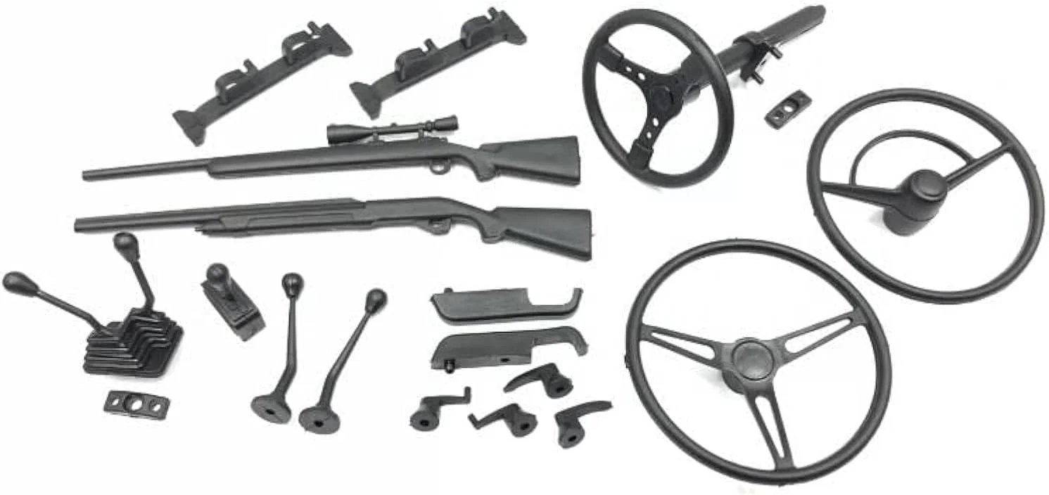 AX80037 قطعات تریم داخلی بدنه ماشین صخره نوردی SCX10 در مقیاس 1/10، شامل دستگیره در، فرمان و ابزار صحنه