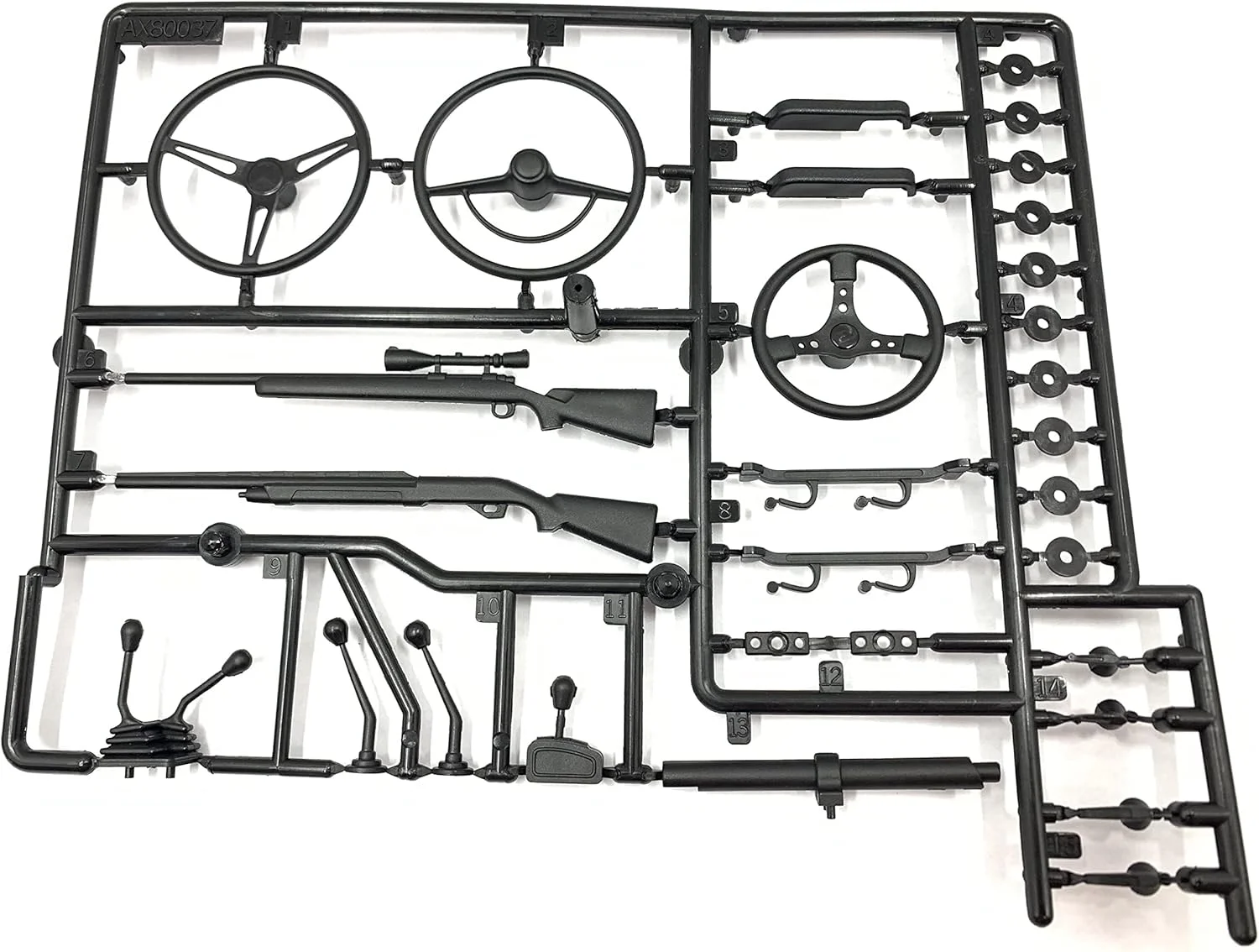 AX80037 قطعات تریم داخلی بدنه ماشین صخره نوردی SCX10 در مقیاس 1/10، شامل دستگیره در، فرمان و ابزار صحنه
