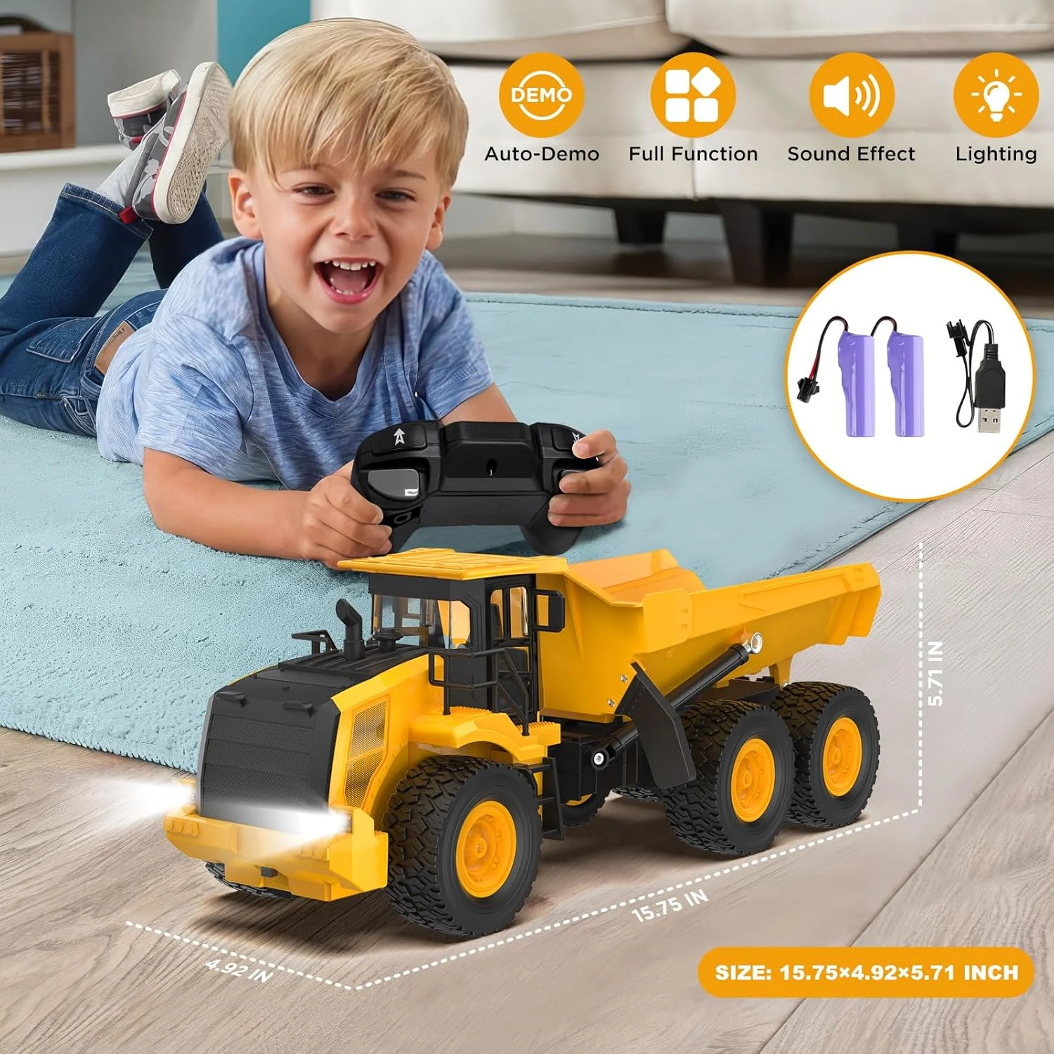 کامیون کمپرسی فلزی قدرتمند 9 کاناله KIDDITOY - اسباب بازی های ساختمانی کنترلی از راه دور برای کودکان [به روز شده 2025]