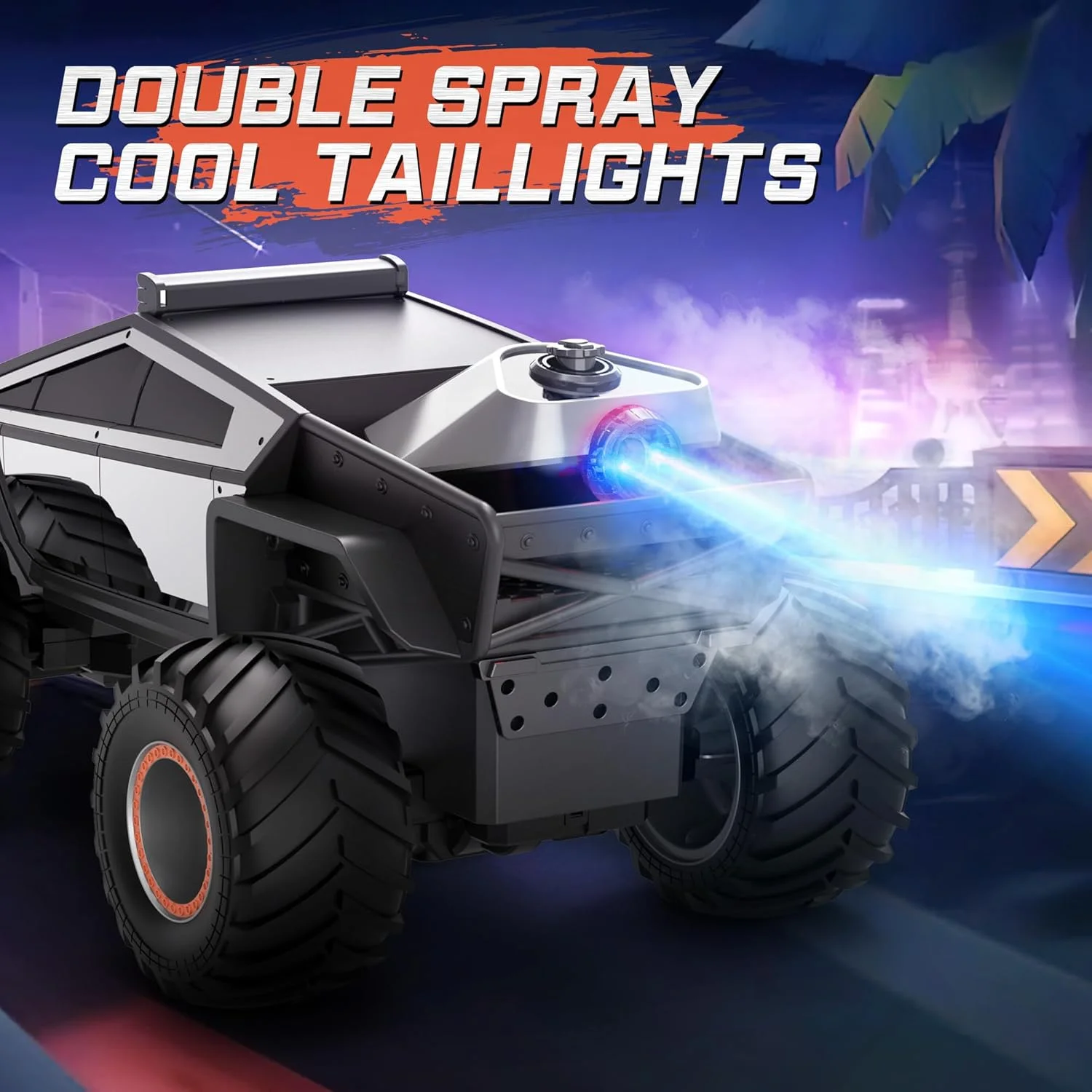 ماشین کنترلی سایبرتراک Double E مقیاس 1:12، اسباب بازی ماشین سایبرتراک 4WD با چراغ و قابلیت اسپری، هدیه تولد و کریسمس برای پسران و دختران 6، 7، 8 سال به بالا