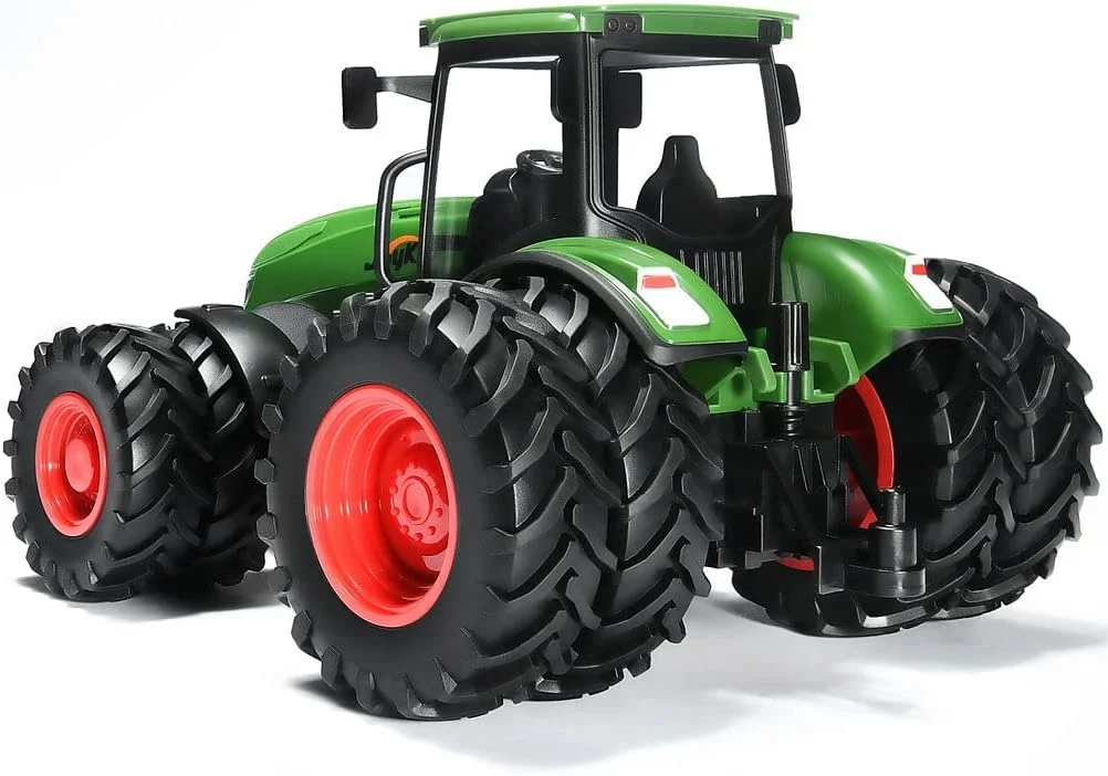 مجموعه کامیون و تریلر کنترلی JoyKip، اسباب بازی تراکتور مزرعه برای کودکان با نور و صدا - لودر جلو، کابین فلزی، 8 چرخ - هدیه برای پسران و دختران 3 تا 8 ساله