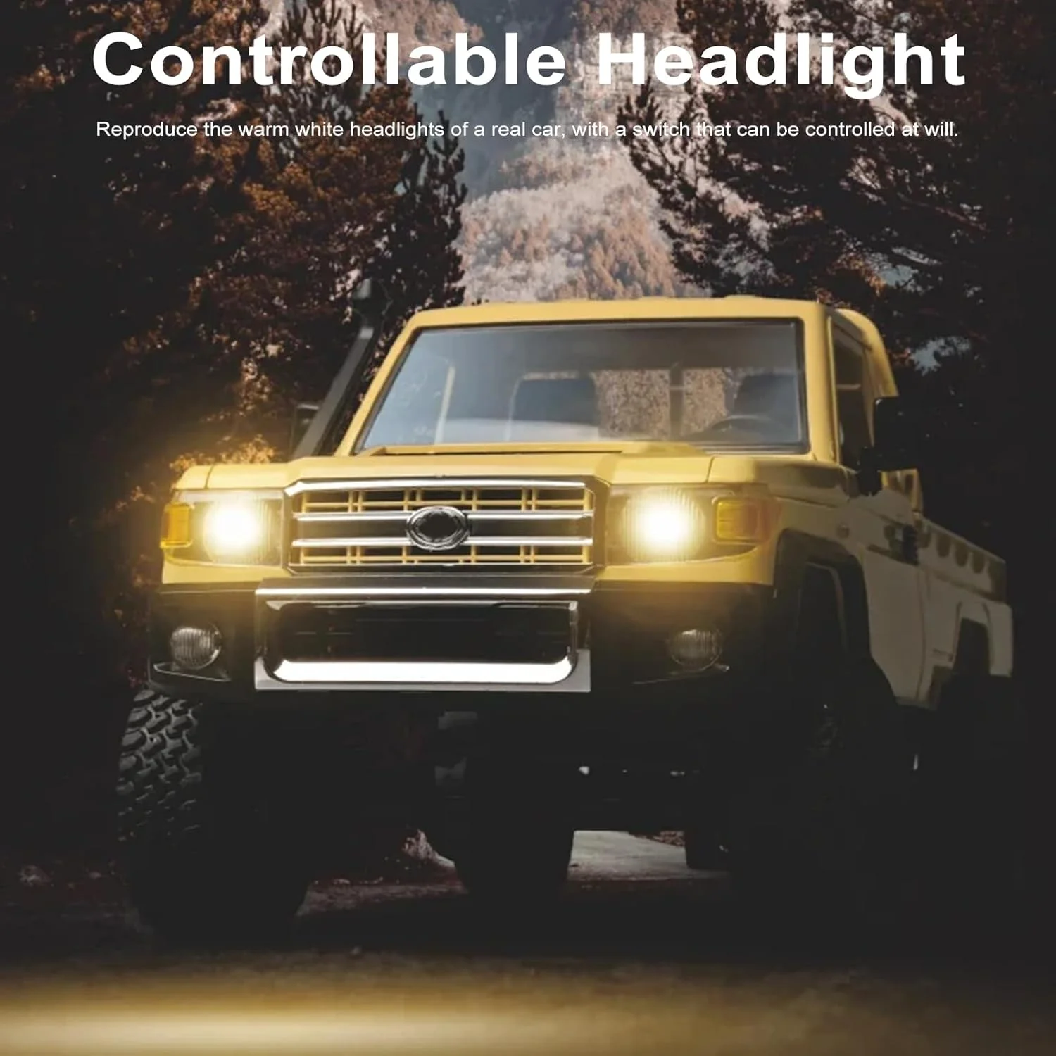 ماشین کنترلی صخره نورد LC79، کامیون صخره نورد کنترلی 1/12، پیکاپ آفرود MN-82 لندکروزر، ماشین کنترلی صخره نورد 2.4 گیگاهرتز با چراغ های جلوی قابل کنترل و 2 باتری