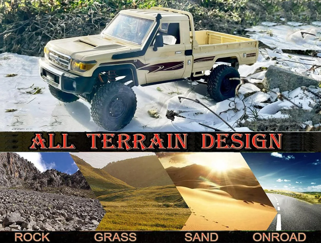 آرسی کرالر 1/12، کامیون آفرود تویوتا LC79، آرسی راک کرالر 4x4، RTR 2.4 گیگاهرتز، مناسب تمام سطوح با موتور براش 280 و فرمان و دریچه گاز متناسب برای بزرگسالان MN-82، هدیه آرسی برای بزرگسالان بالای 16 سال، کامیون آفرود 4x4