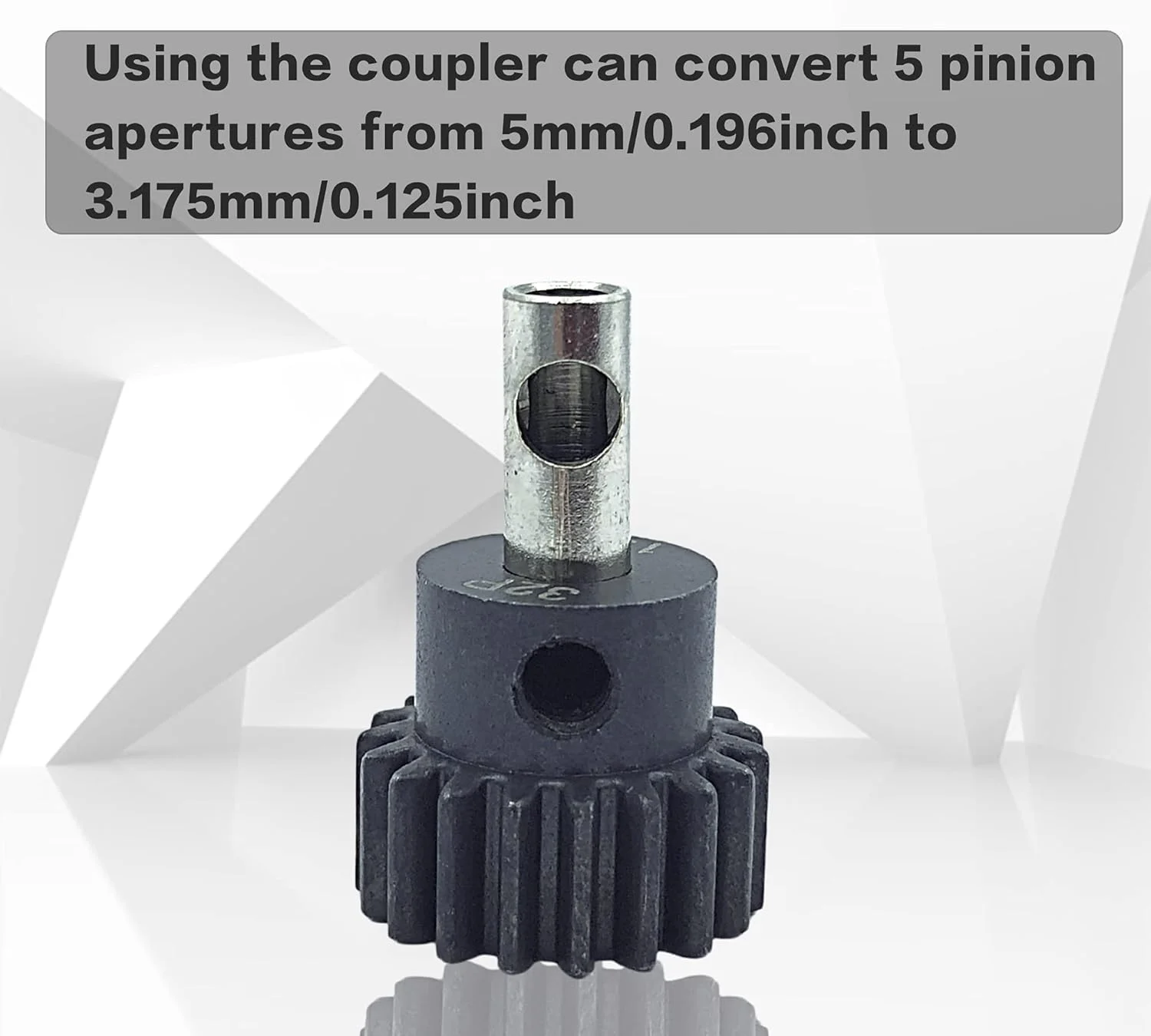 مجموعه دنده پینیون موتور فلزی سخت کاری شده 32P 5 میلی متری 13T 15T 17T 19T 21T با کوپلر 3.175 میلی متری برای ماشین باگی RC و کامیون هیولا