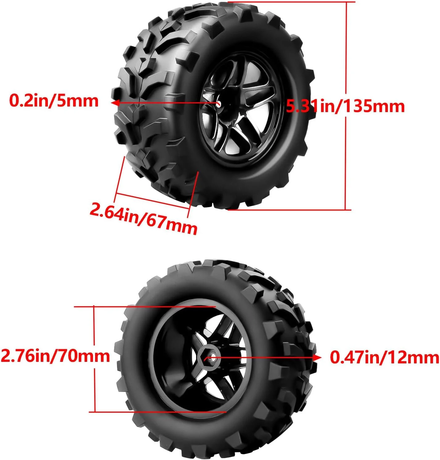 لاستیک و رینگ های چسبانده شده ماشین آرسی مانستر تراک HobbyPark مناسب برای Arrma Granite Voltage MEGA 2WD 4X4 V3 3S BLX Brushless 1/10 Big Rock، مجموعه 4 عددی…