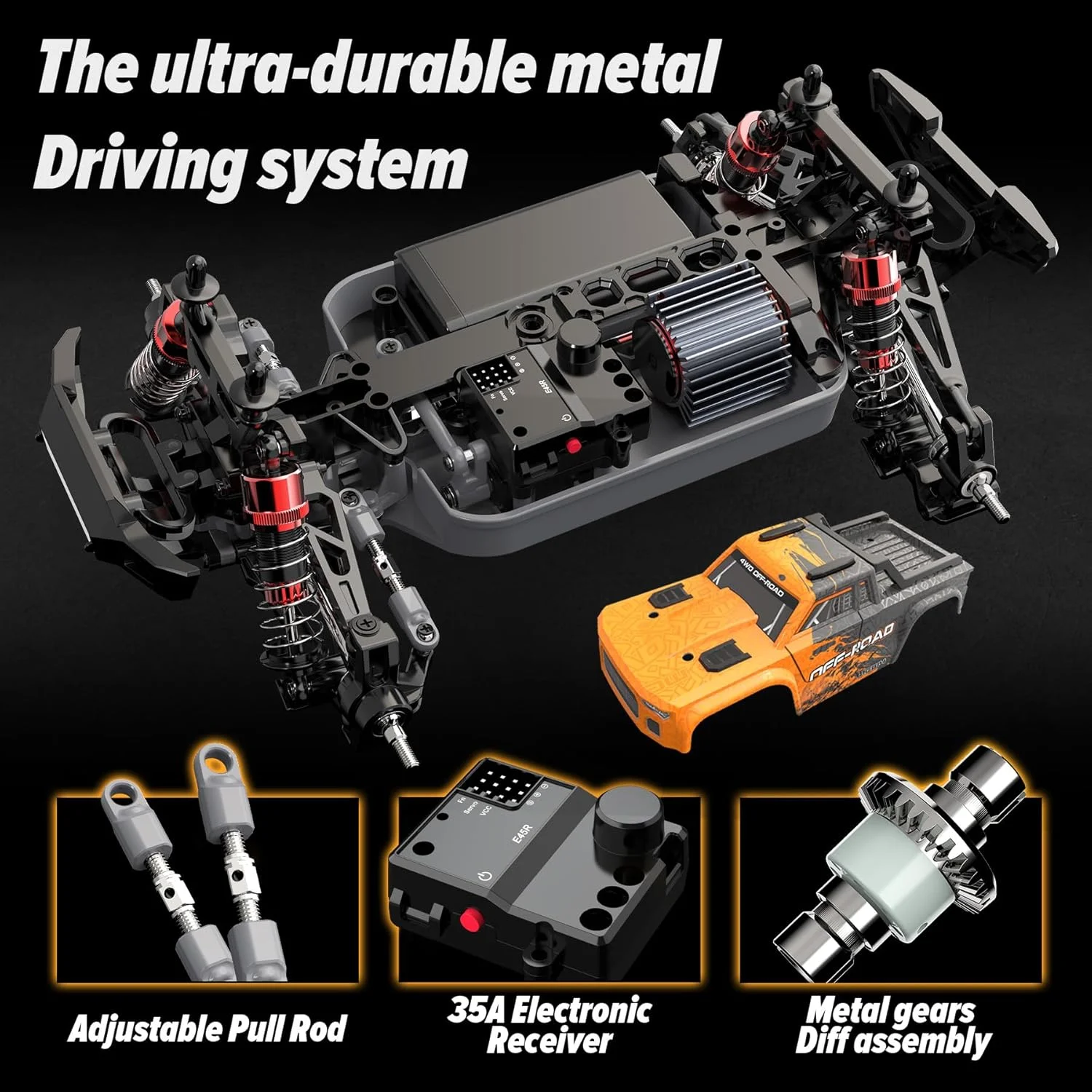 ماشین کنترلی براشلس Hosim، کامیون کنترلی سریع 4WD با سرعت 55+ کیلومتر در ساعت، ماشین های رادیویی آفرود ضد آب، اسباب بازی درجه سرگرمی، وسیله نقلیه الکتریکی خزنده هدیه برای پسران و کودکان (نارنجی) ماشین کنترلی براشلس Hosim، کامیون کنترلی سریع 4WD با سرعت 55+ کیلومتر در ساعت، ماشین های رادیویی آفرود ضد آب، اسباب بازی درجه سرگرمی، وسیله نقلیه الکتریکی خزنده هدیه برای پسران و کودکان (نارنجی)