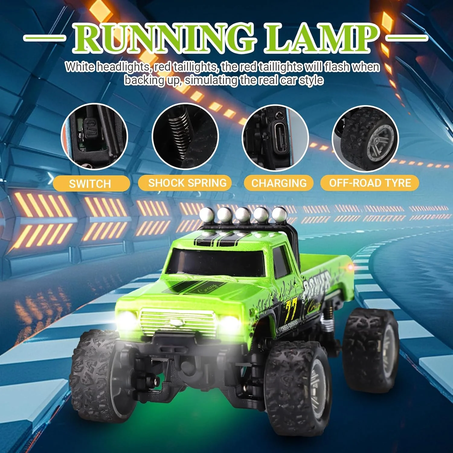 مینی کامیون آرسی، ماشین کنترلی مانستر تراک مقیاس 1:64 با چراغ، ماشین کنترلی آرسی و تریلر با کنترل از راه دور 2.4 گیگاهرتز، سرعت و فرمان قابل تنظیم (سبز) مینی کامیون آرسی، ماشین کنترلی مانستر تراک مقیاس 1:64 با چراغ، ماشین کنترلی آرسی و تریلر با کنترل از راه دور 2.4 گیگاهرتز، سرعت و فرمان قابل تنظیم (سبز)