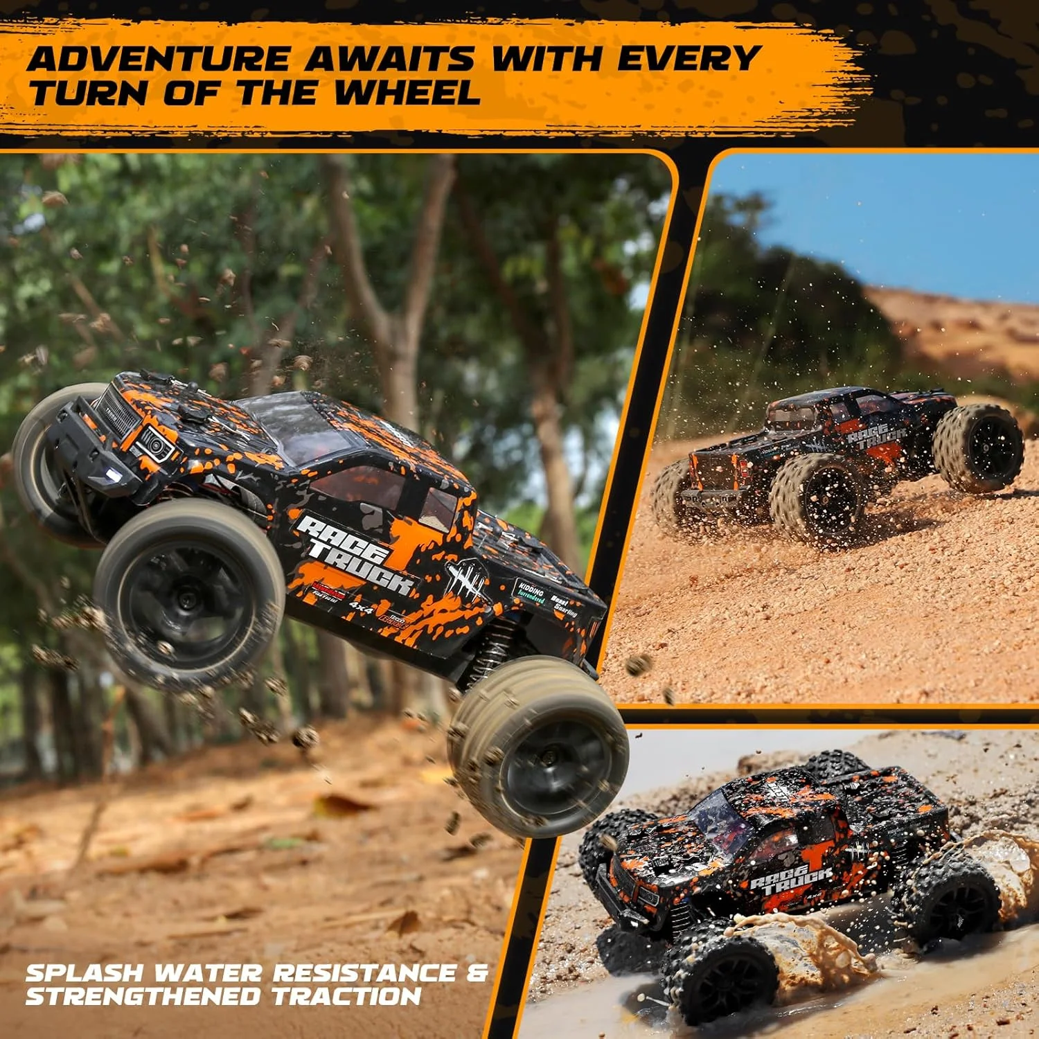 ماشین کنترلی هیولا HAIBOXING مقیاس 1:18 مدل 18859 با سرعت 36 کیلومتر بر ساعت، 4X4 آفرود، ضد آب، با 2 باتری، اسباب بازی و هدیه کریسمس برای کودکان و بزرگسالان