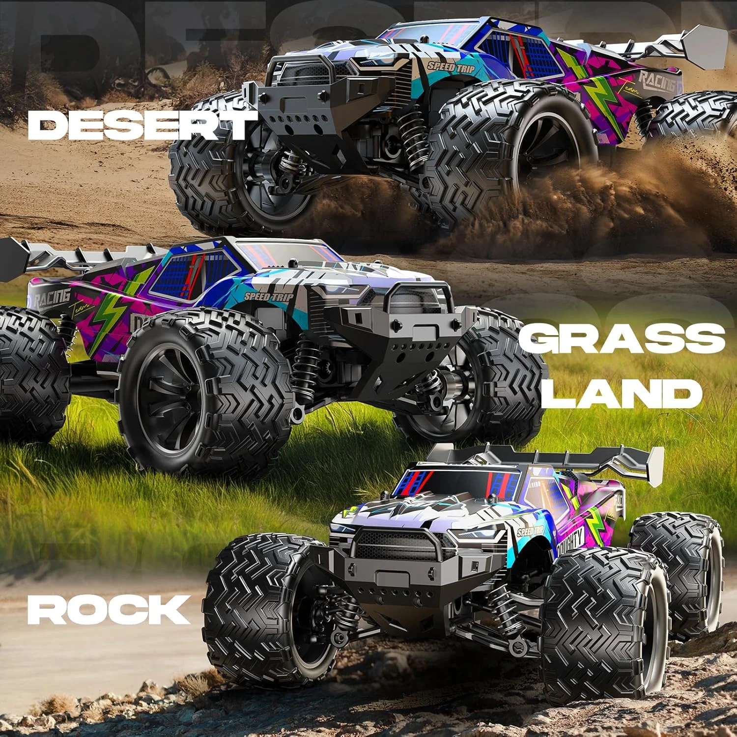 ماشین کنترلی پرسرعت مقیاس 1:16 با سرعت 40 کیلومتر بر ساعت، ماشین کنترلی آفرود 4WD با فرکانس 2.4 گیگاهرتز، دارای 2 عدد باتری 1500 میلی آمپر - مناسب برای تمام سطوح چمن، شن و ماسه. ماشین کنترلی پرسرعت مقیاس 1:16 با سرعت 40 کیلومتر بر ساعت، ماشین کنترلی آفرود 4WD با فرکانس 2.4 گیگاهرتز، دارای 2 عدد باتری 1500 میلی آمپر - مناسب برای تمام سطوح چمن، شن و ماسه.