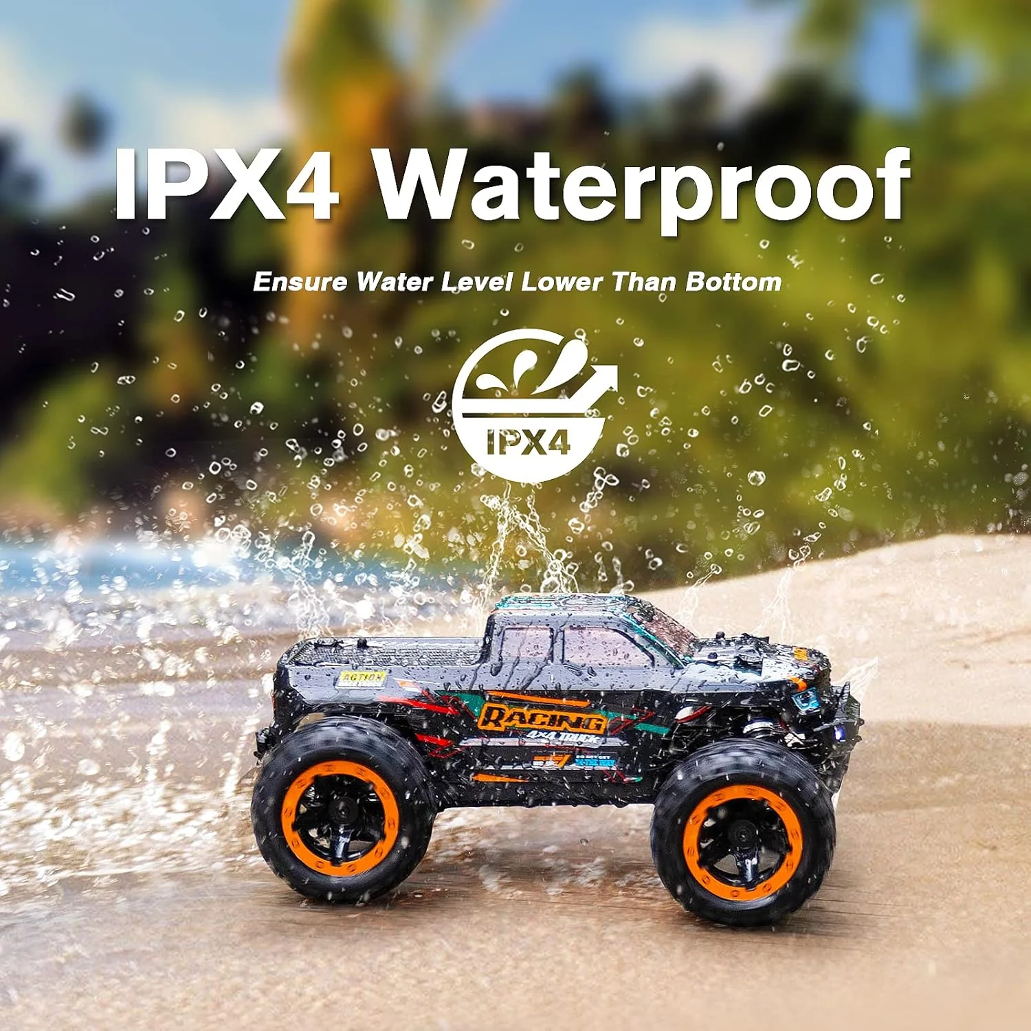 ماشین کنترلی HAIBOXING مدل 16889، ماشین کنترلی با مقیاس 1:16 برای بزرگسالان، سرعت بالا 36 کیلومتر بر ساعت، کامیون کنترلی RTR، خزنده کنترلی 2.4G، مناسب تمام سطوح، ضد آب، ماشین آفرود با 2 باتری، هدیه برای کودکان و پسران 8 سال به بالا