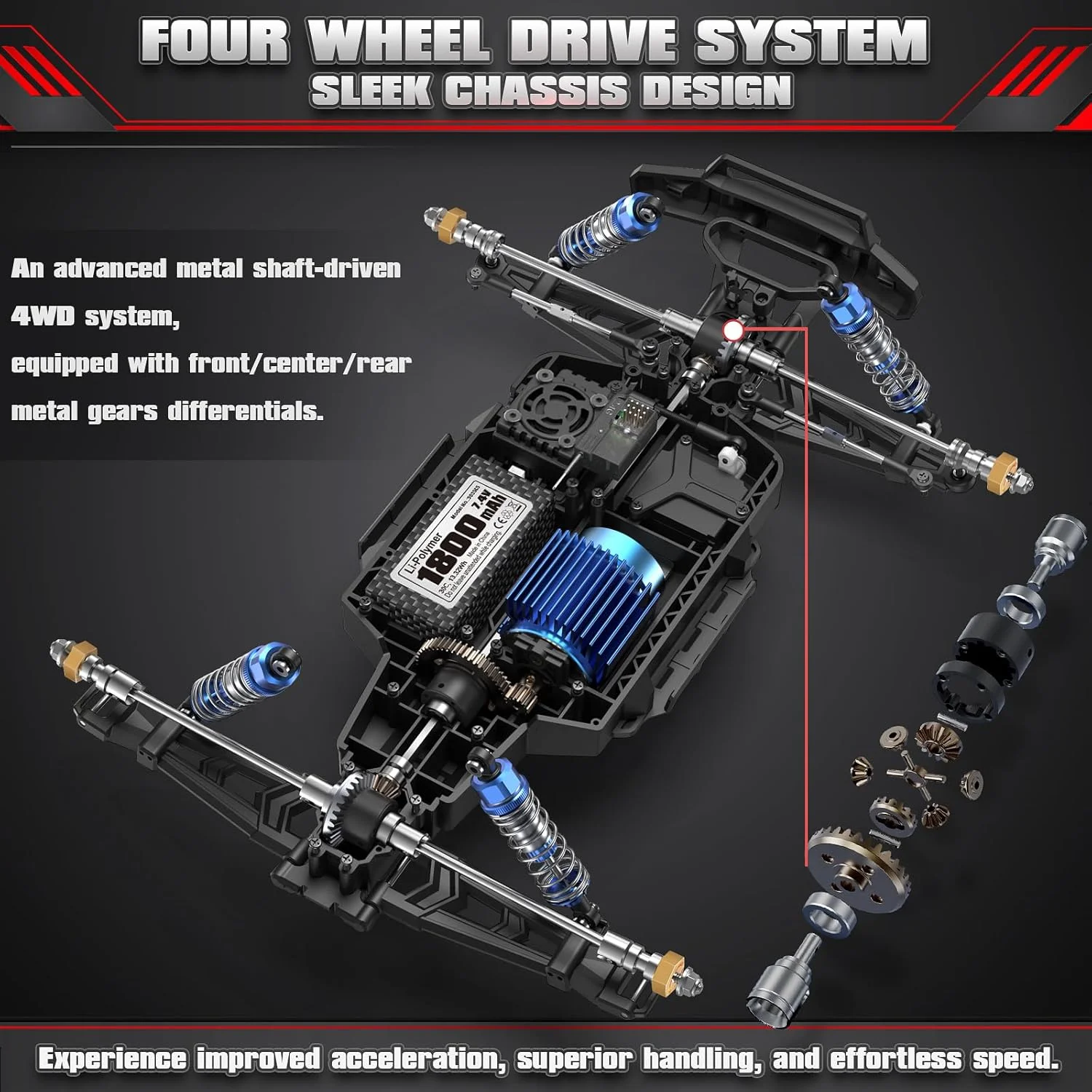 ماشین آرسی براشلس HAIBOXING مدل 2997A، مقیاس 1/12، کامیون استادیومی آفرود 4X4 پرسرعت، ماشین های آرسی سرگرمی درجه یک RTR، ماشین های آرسی تمام زمینی برای بزرگسالان و پسران، مشکی