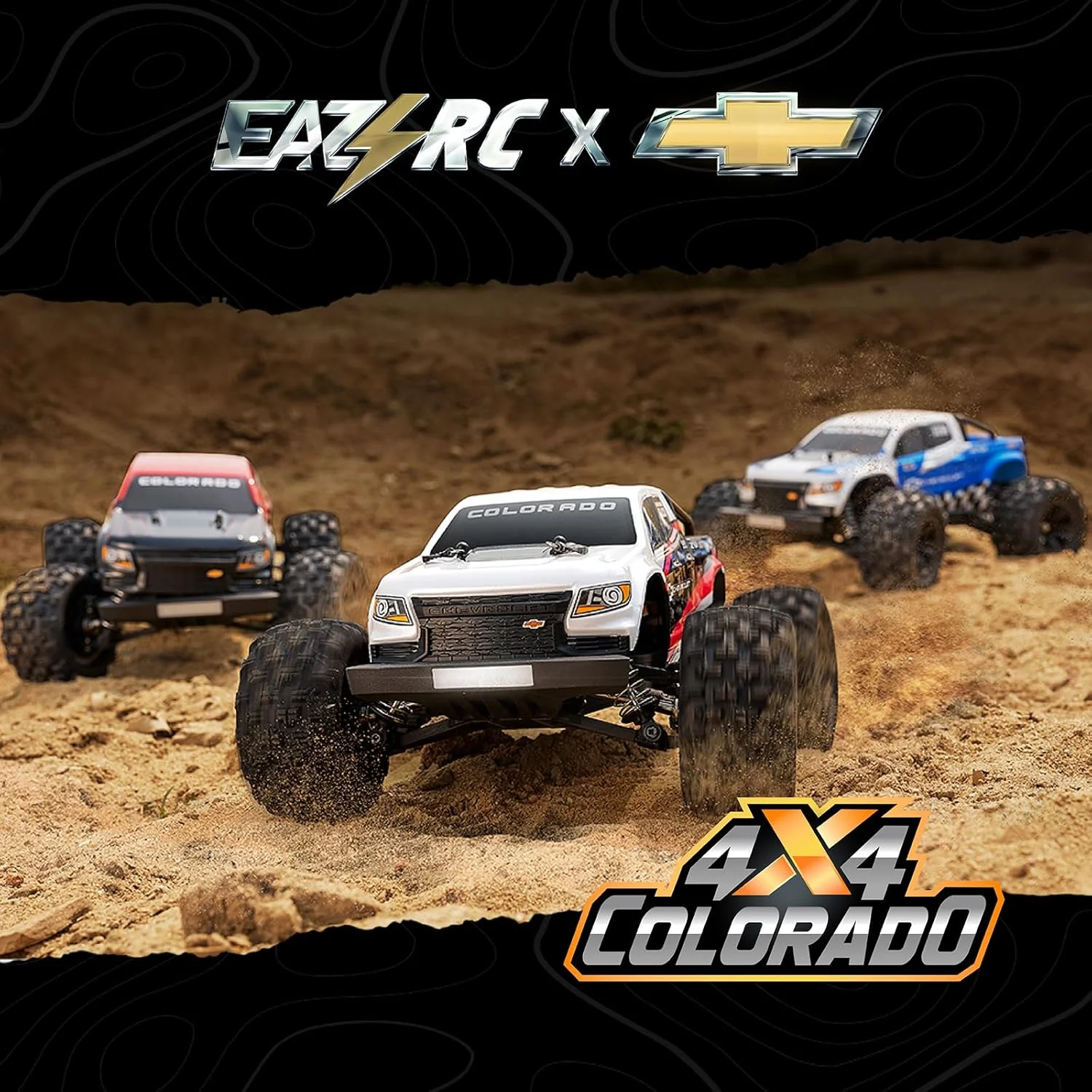 کامیون آرسی براشلس FCX، ماشین های آرسی فوق العاده سریع، کامیون های آرسی کلرادو شورلت 1/18، ماشین کنترلی با سرعت بالا 45 کیلومتر در ساعت با باتری قابل شارژ 2S برای بزرگسالان، آبی