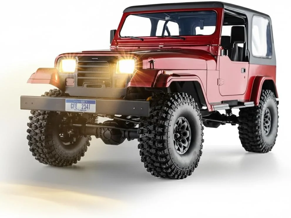 ماشین کنترلی صخره نورد EAZYRC FMS Rochobby 1/10 مدل Mashigan، کامیون کنترلی 4x4 RTR با شیشه جلوی تاشو و سقف تاشو (بدون باتری)