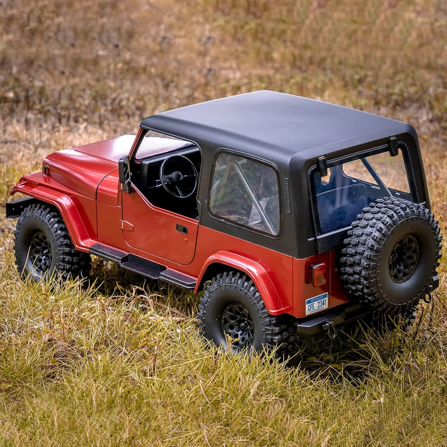 ماشین کنترلی صخره نورد EAZYRC FMS Rochobby 1/10 مدل Mashigan، کامیون کنترلی 4x4 RTR با شیشه جلوی تاشو و سقف تاشو (بدون باتری)