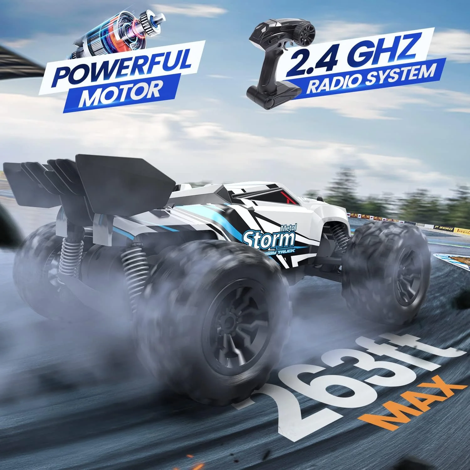 ماشین کنترلی DEERC مناسب کودکان 8 تا 12 سال، ماشین هیولا کنترلی مناسب تمام سطوح با 2 باتری برای 40 دقیقه بازی، اسباب بازی صخره نورد 2.4 گیگاهرتزی مناسب فضای باز، هدیه کریسمس برای پسران، دختران و کودکان مبتدی