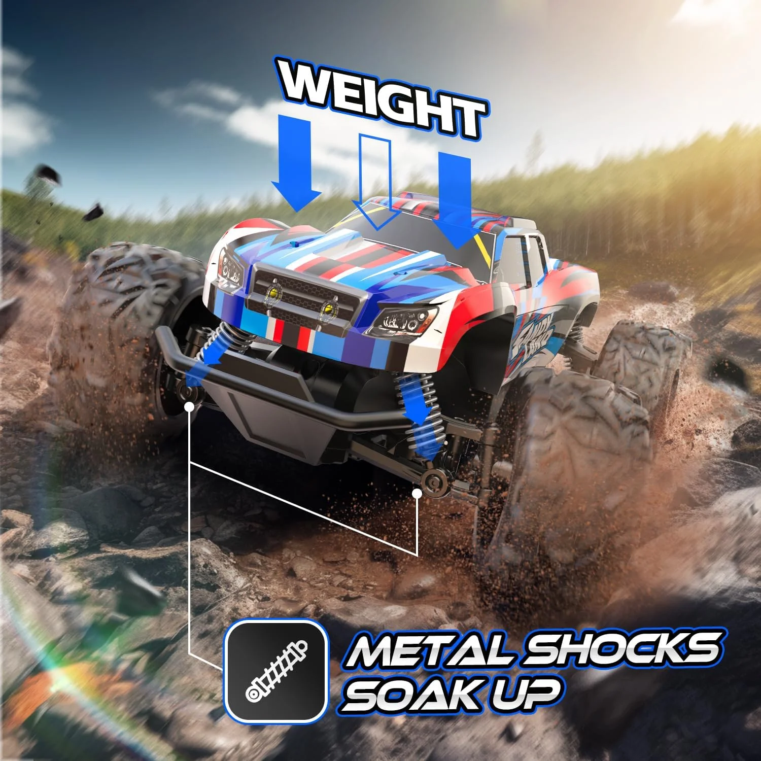 ماشین کنترلی DEERC، کامیون هیولا با سرعت بالا 2.4 گیگاهرتز، مناسب تمام سطوح، دارای 2 باتری برای 40 دقیقه بازی، بهترین اسباب بازی و هدیه ماشین مسابقه ای برای پسران، دختران، کودکان و مبتدیان