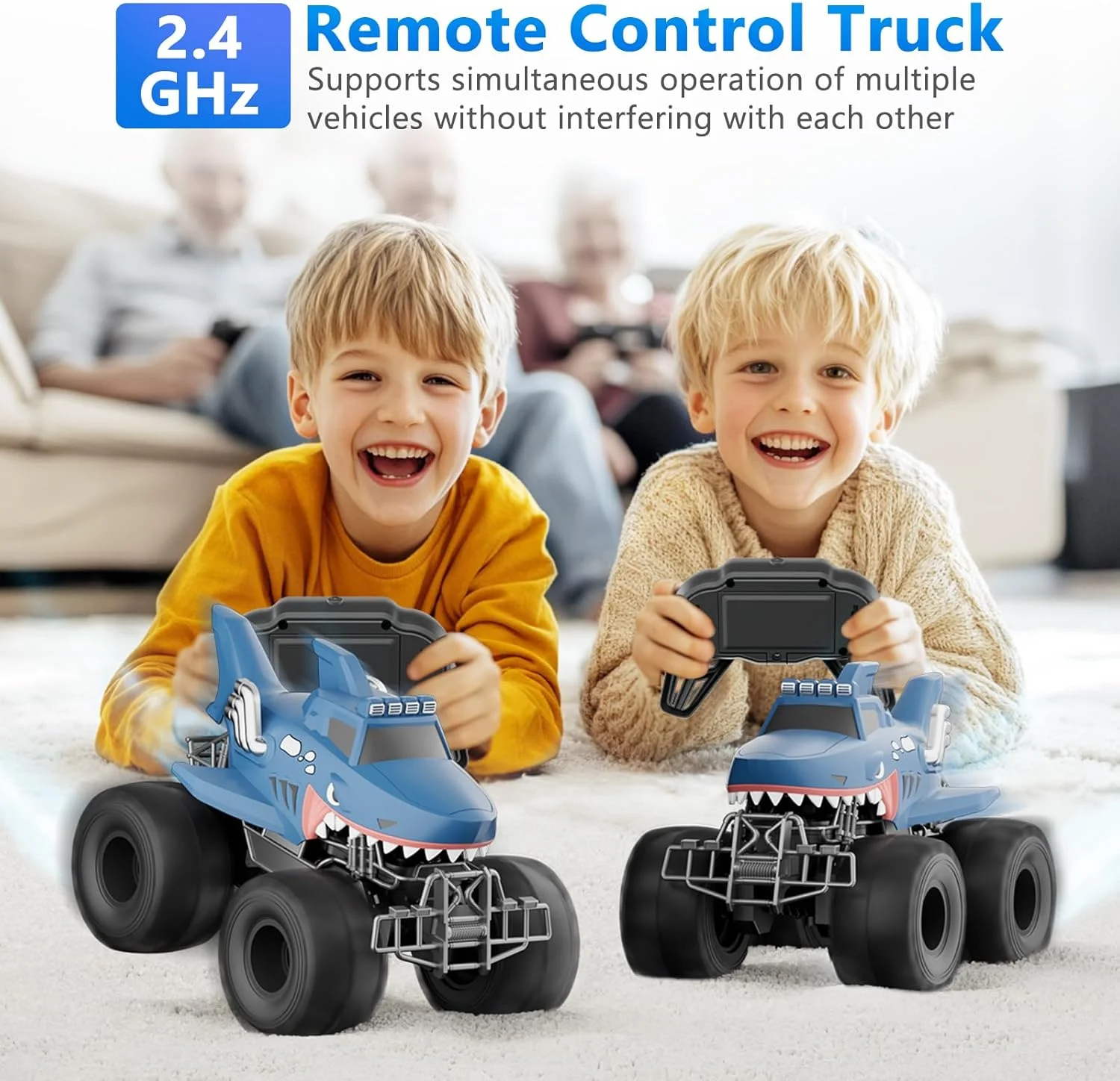 ماشین کنترلی شارکی با مقیاس 1:16، اسباب بازی کامیون ضد آب با کنترل از راه دور 2.4 گیگاهرتز، ماشین های آرسی چهار چرخ محرک مناسب تمام سطوح به همراه 2 باتری قابل شارژ - آبی ماشین کنترلی شارکی با مقیاس 1:16، اسباب بازی کامیون ضد آب با کنترل از راه دور 2.4 گیگاهرتز، ماشین های آرسی چهار چرخ محرک مناسب تمام سطوح به همراه 2 باتری قابل شارژ - آبی