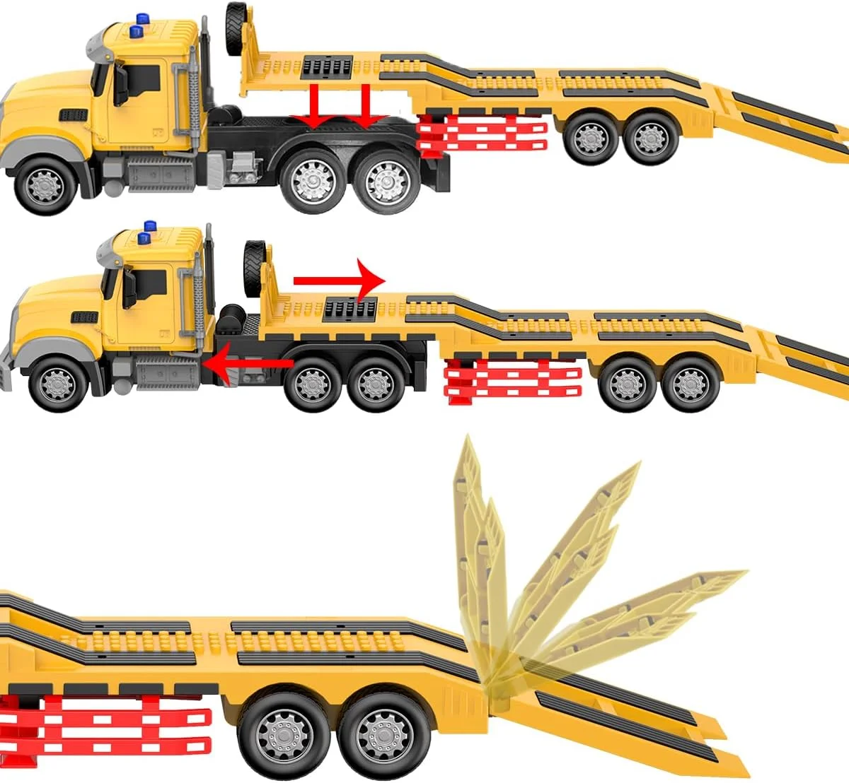 کامیون نیمه تریلر کنترلی - تراکتور مهندسی نیمه تریلر آرسی 24 اینچی با اسباب بازی غلتک جاده، کامیون 1:24 با چراغ های ال ای دی و موسیقی، هدیه ای عالی برای پسران و دختران