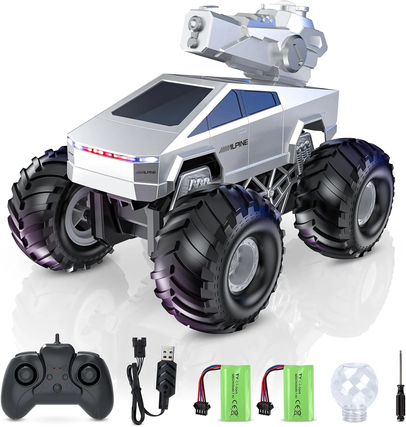 ماشین کنترلی از راه دور ۱:۱۶، ماشین های آرسی آب پاش ۲.۴ گیگاهرتز، کامیون آرسی دوزیست ۴WD، کامیون هیولا کنترلی از راه دور آفرود تمام زمینی، اسباب بازی ماشین آرسی پیکاپ برای پسران و دختران ۶ سال به بالا