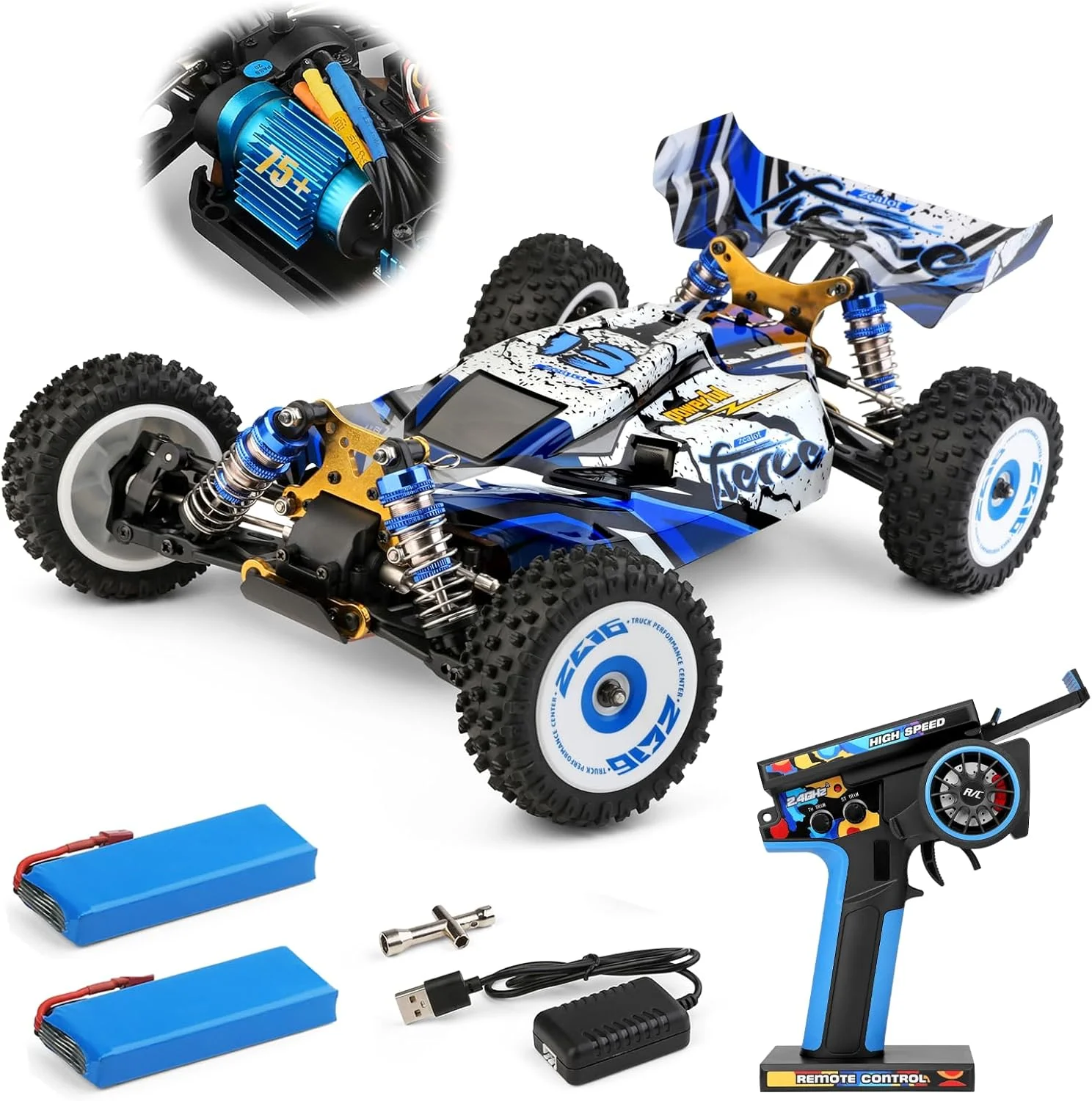 ماشین کنترلی سرعتی CKYSCHN WLtoys 124017(V2)، ماشین های آرسی براشلس 1/12، ماشین های باگی آرسی سرگرمی 4x4 با سرعت 75 کیلومتر بر ساعت با ESC مستقل برای بزرگسالان، ماشین کامیون کنترلی از راه دور سریع با 2 باتری