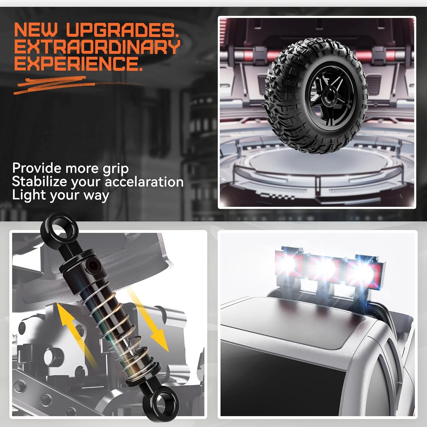 ماشین کنترلی BEZGAR مدل TC141، مقیاس 1:14، مناسب برای تمام سطوح، کامیون هیولا کنترلی برای کودکان به همراه باتری قابل شارژ و ریموت کنترل 2.4 گیگاهرتز، ماشین های کنترلی برای پسران 4-7 سال