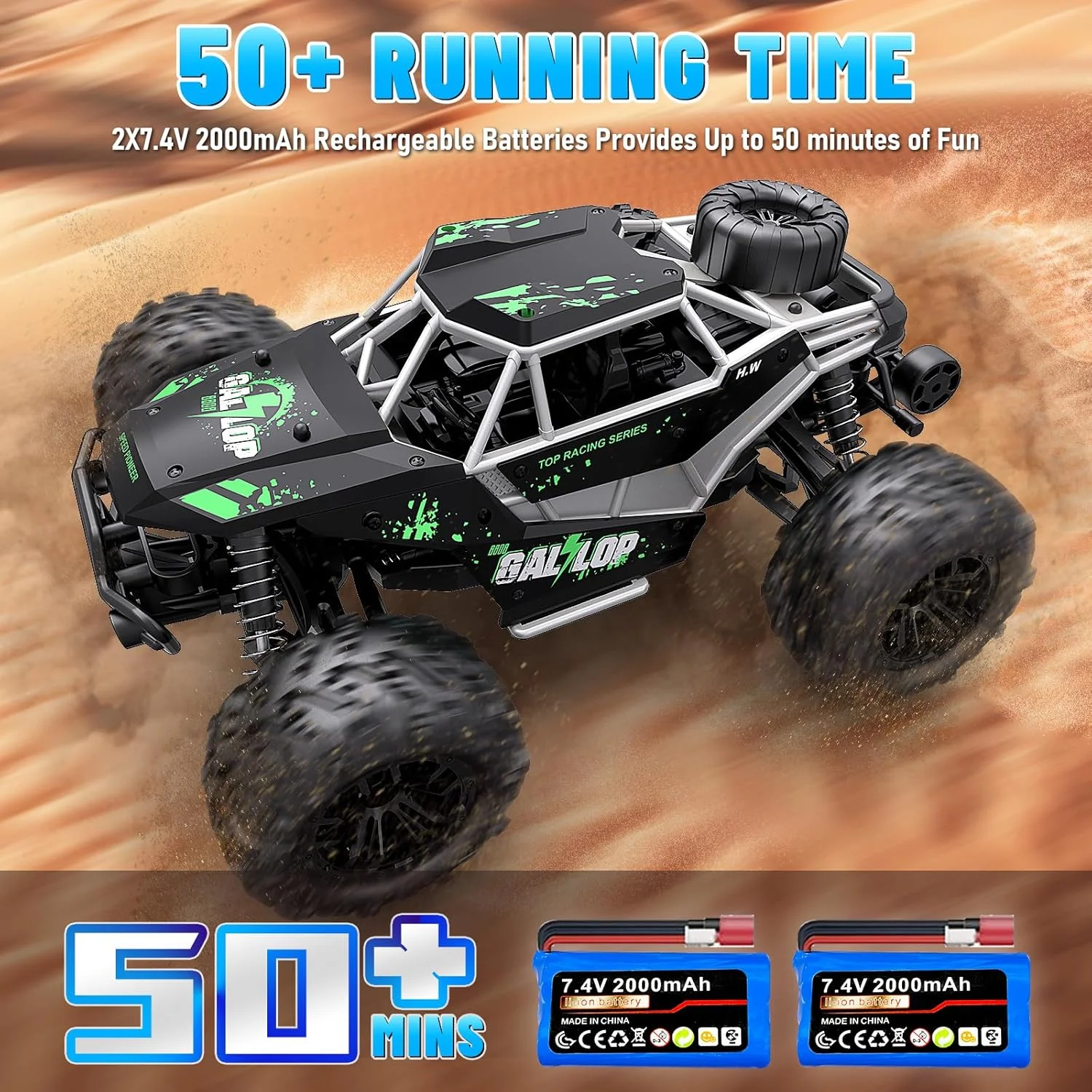 ماشین کنترلی کامیون آرسی: ماشین آرسی آفرود مقیاس 1/16 با سرعت بالا 40 کیلومتر در ساعت، مناسب تمام سطوح، ماشین دریفت 4x4 آرسی با کنترل از راه دور 2.4 گیگاهرتز، دو باتری قابل شارژ، هدیه برای کودکان و بزرگسالان (سبز) ماشین کنترلی کامیون آرسی: ماشین آرسی آفرود مقیاس 1/16 با سرعت بالا 40 کیلومتر در ساعت، مناسب تمام سطوح، ماشین دریفت 4x4 آرسی با کنترل از راه دور 2.4 گیگاهرتز، دو باتری قابل شارژ، هدیه برای کودکان و بزرگسالان (سبز)