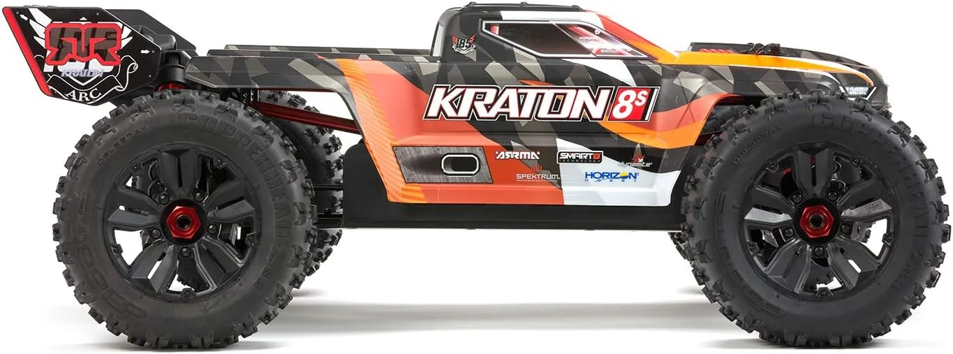 ماشین آرسی کامیون آرما KRATON 4X4 8S BLX براشلس مانستر تراک RTR (آماده برای حرکت)، نارنجی، ARA110002T2
