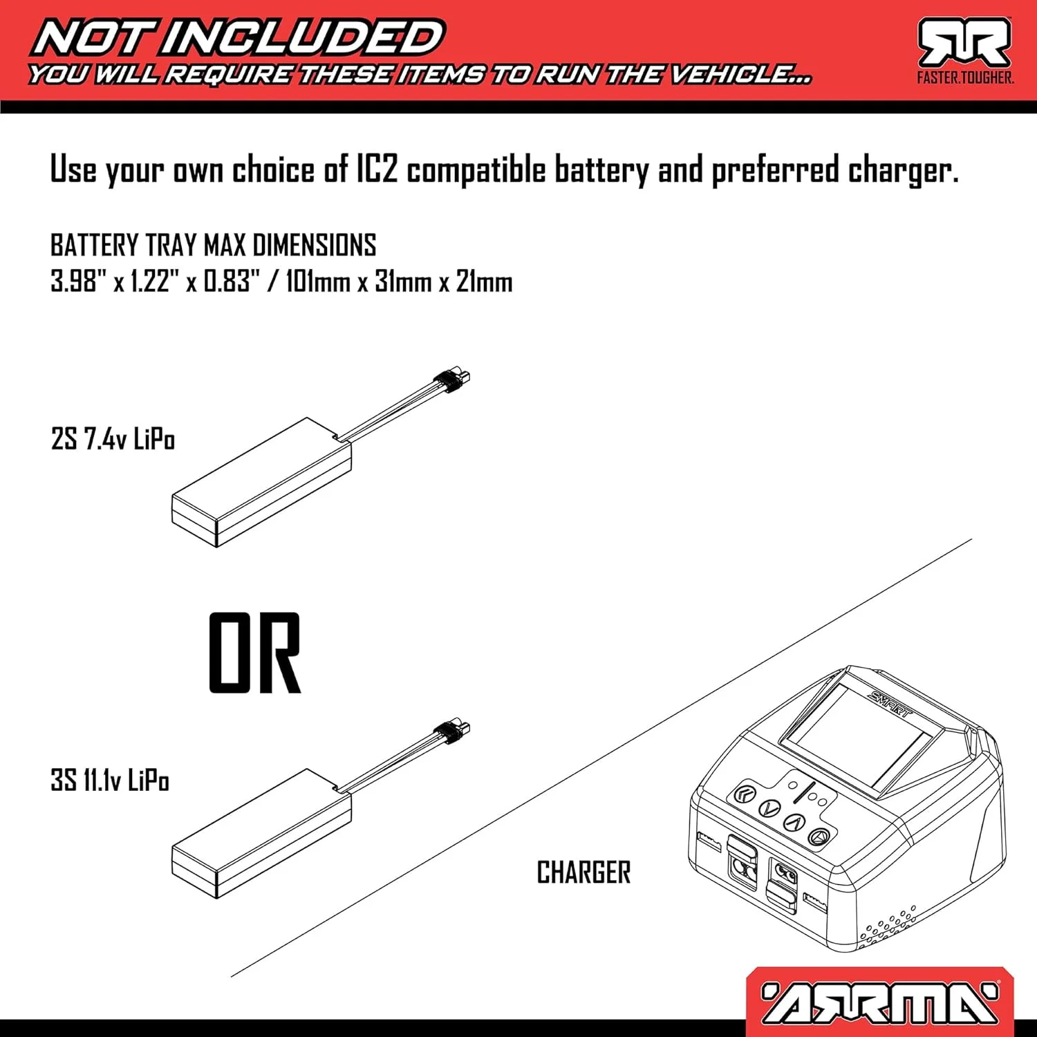 ماشین آرسی کامیون صحرایی کوچک مقیاس ARRMA Mojave GROM 4X4 223S BLX براشلس RTR (باتری و شارژر شامل نمی شود) با DSC، مشکی، ARA2304T1